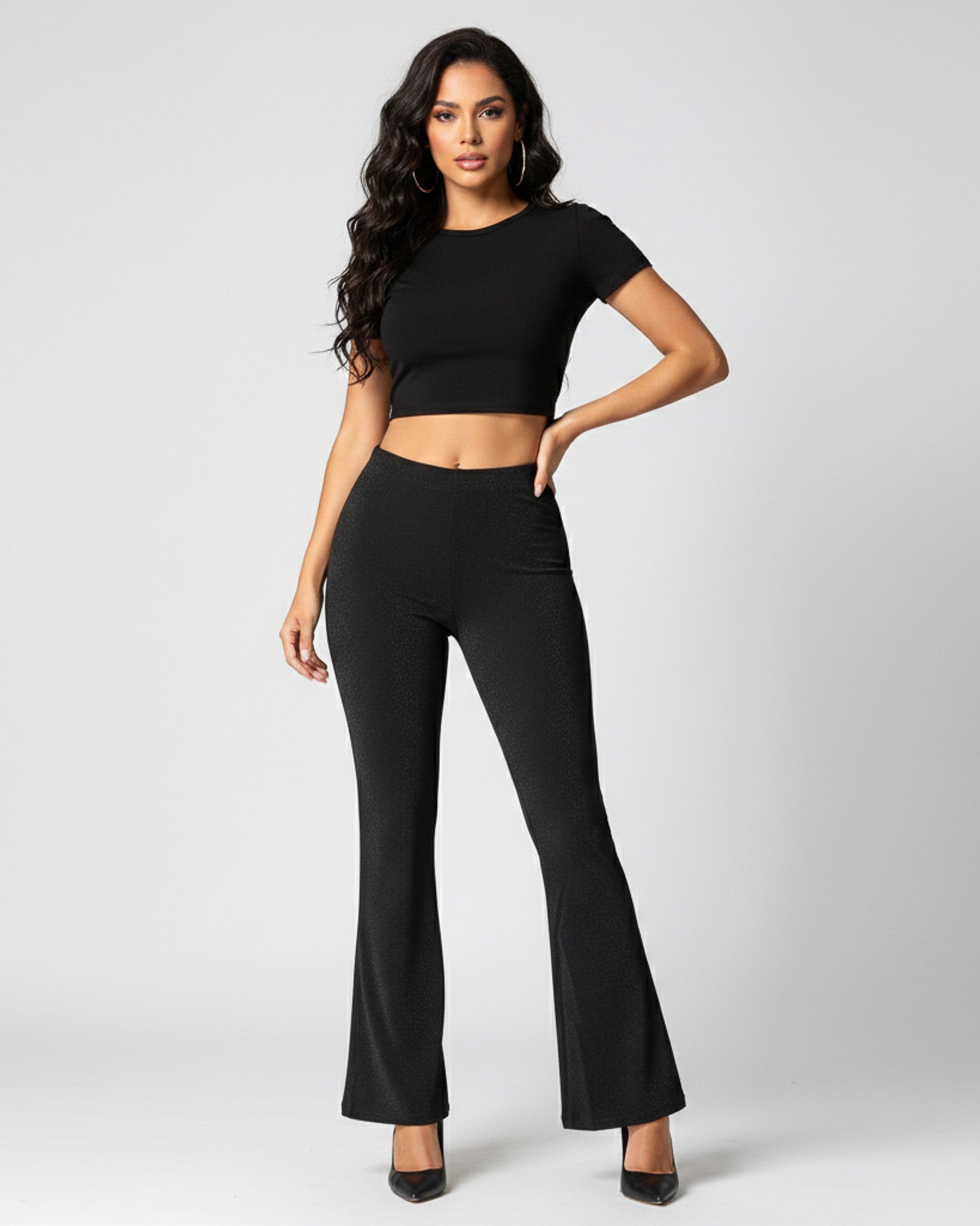 Pantalon Palazzo Elasticado y Brilloso Tendencia Biribum - TJ13037