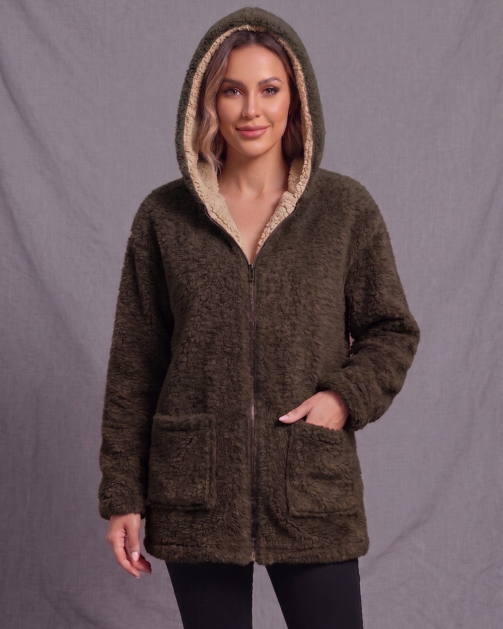 Chaqueta Abrigo Reversible Chiporro Mujer Capucha Invierno - JC516020