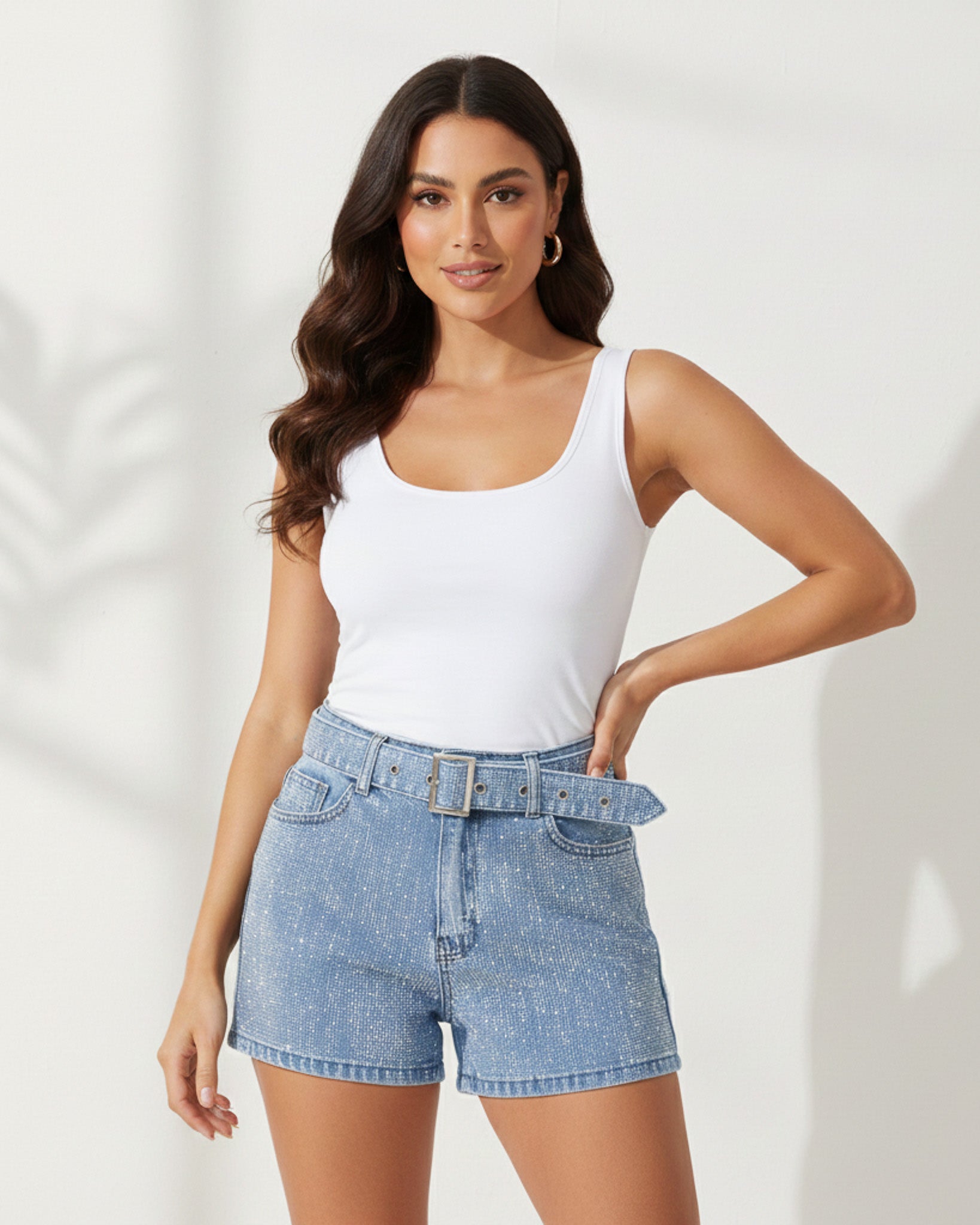 Short De Mezclilla Fresco con Brillos Fashion - OZ3107