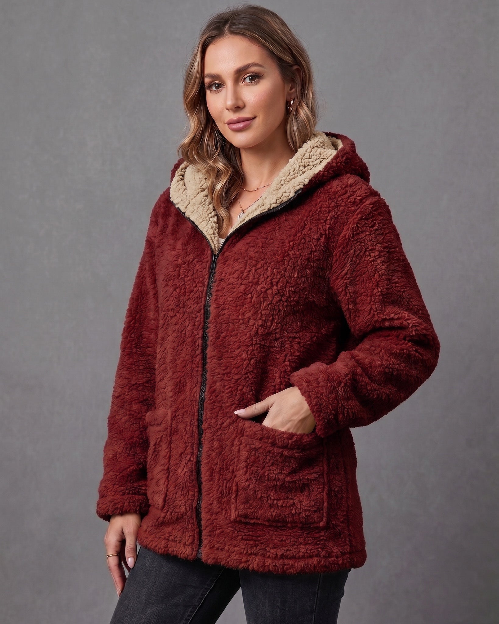 Chaqueta Abrigo Reversible Chiporro Mujer Capucha Invierno - JC516020