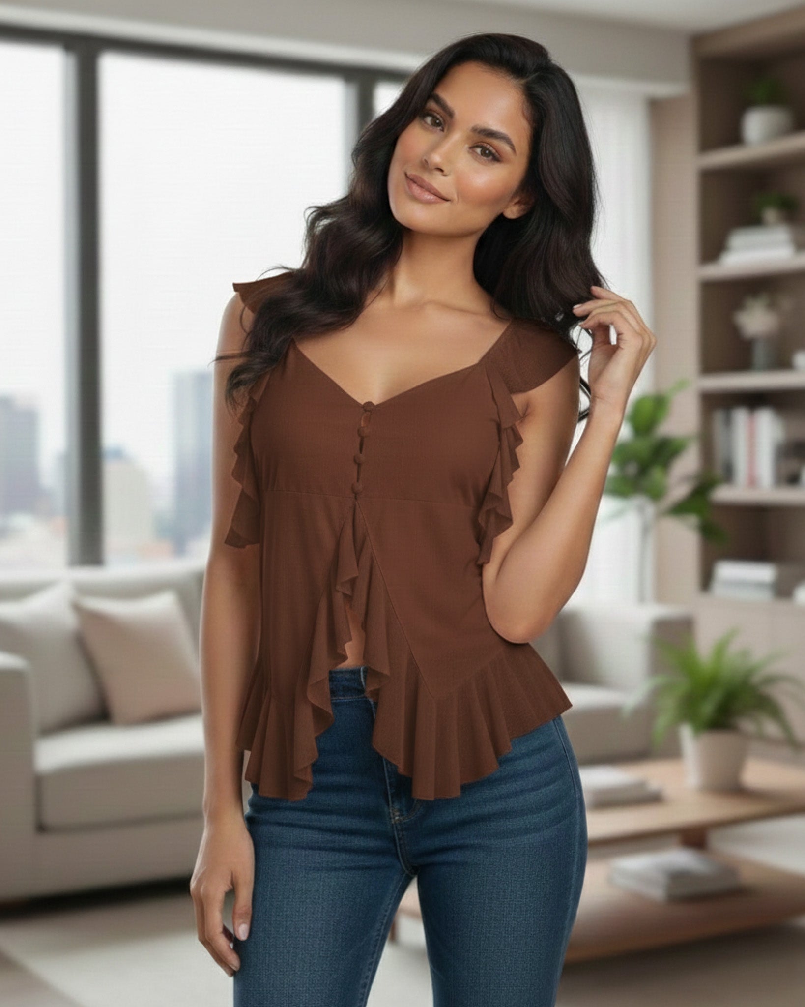 Blusa Fresca Mujer con Flecos Sueltos - HG25066