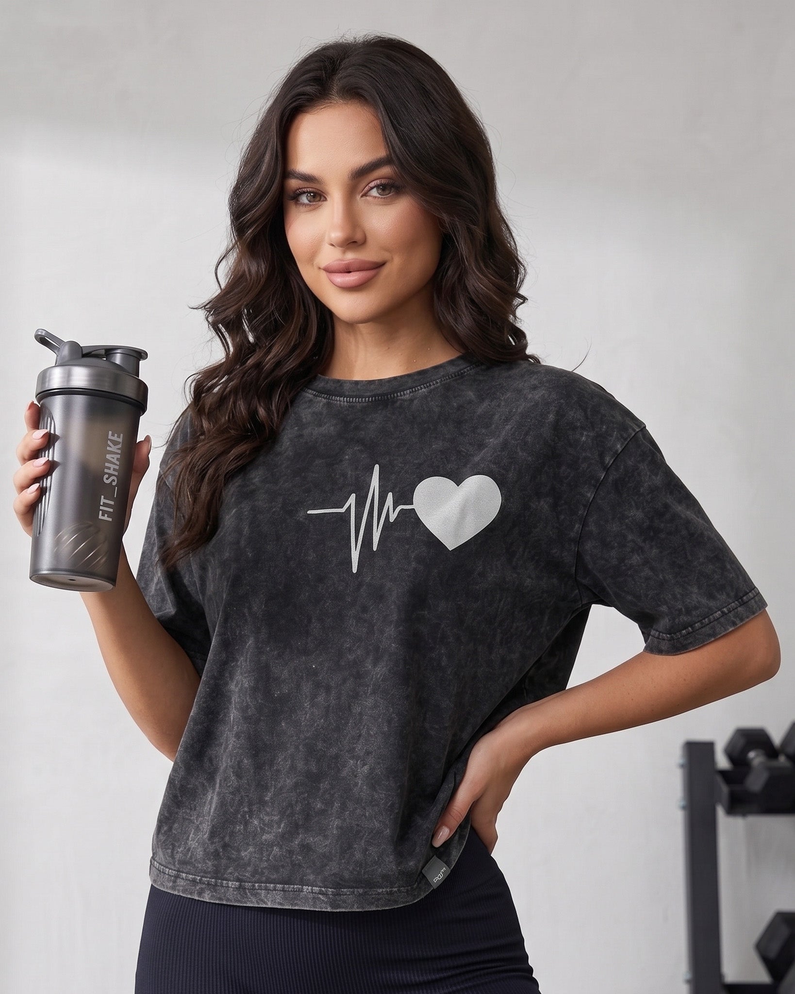 Polera Mujer Corazón Retro Gym - Ultra Suave Training - A365