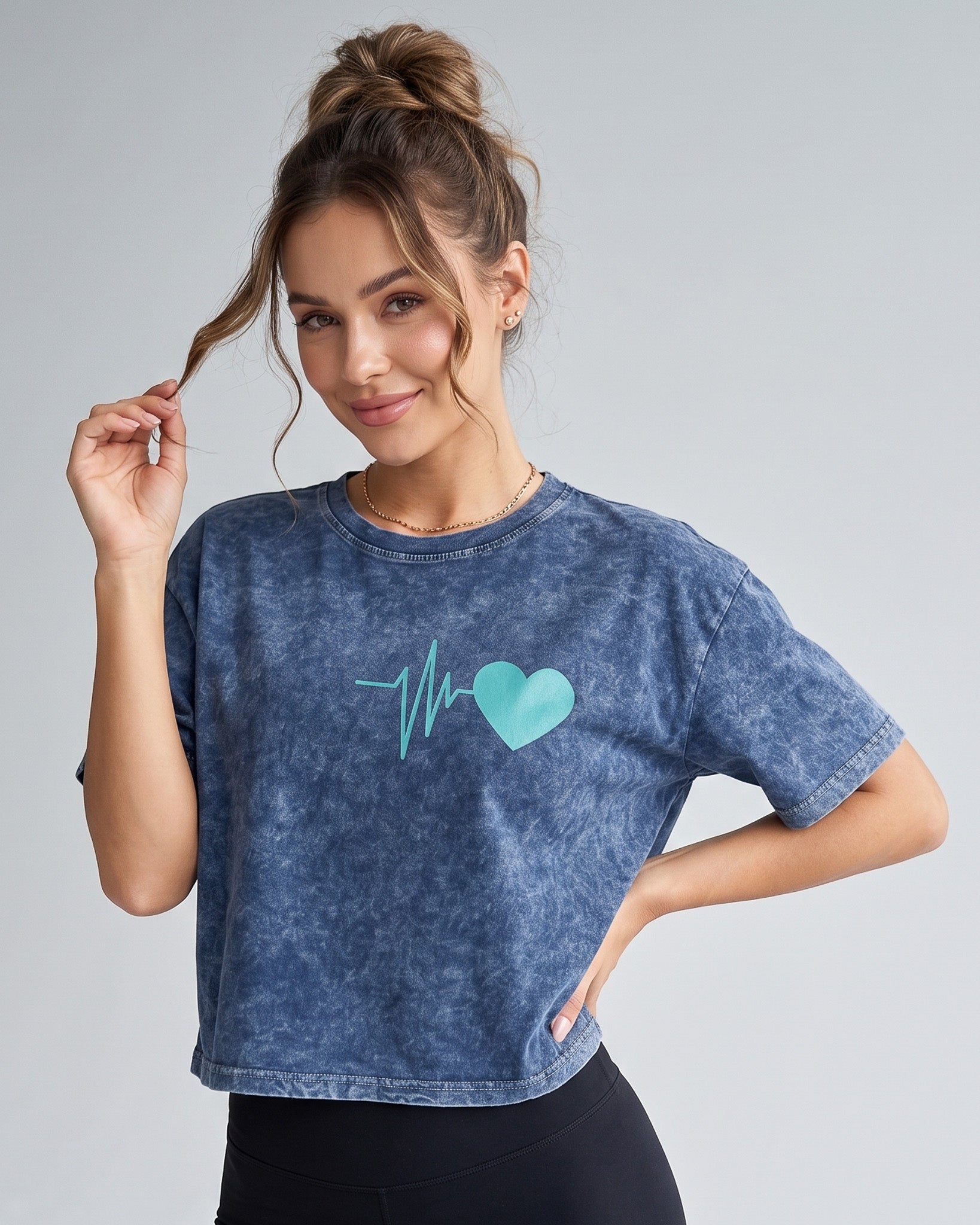 Polera Mujer Corazón Retro Gym - Ultra Suave Training - A365