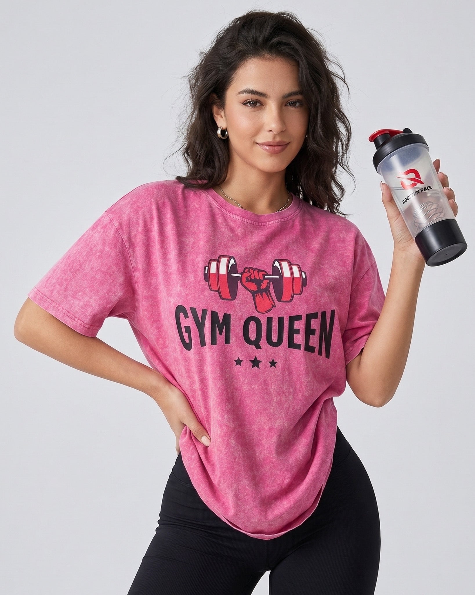 Polera Oversize Mujer Gym Queen - Look Retro Prelavada - A366