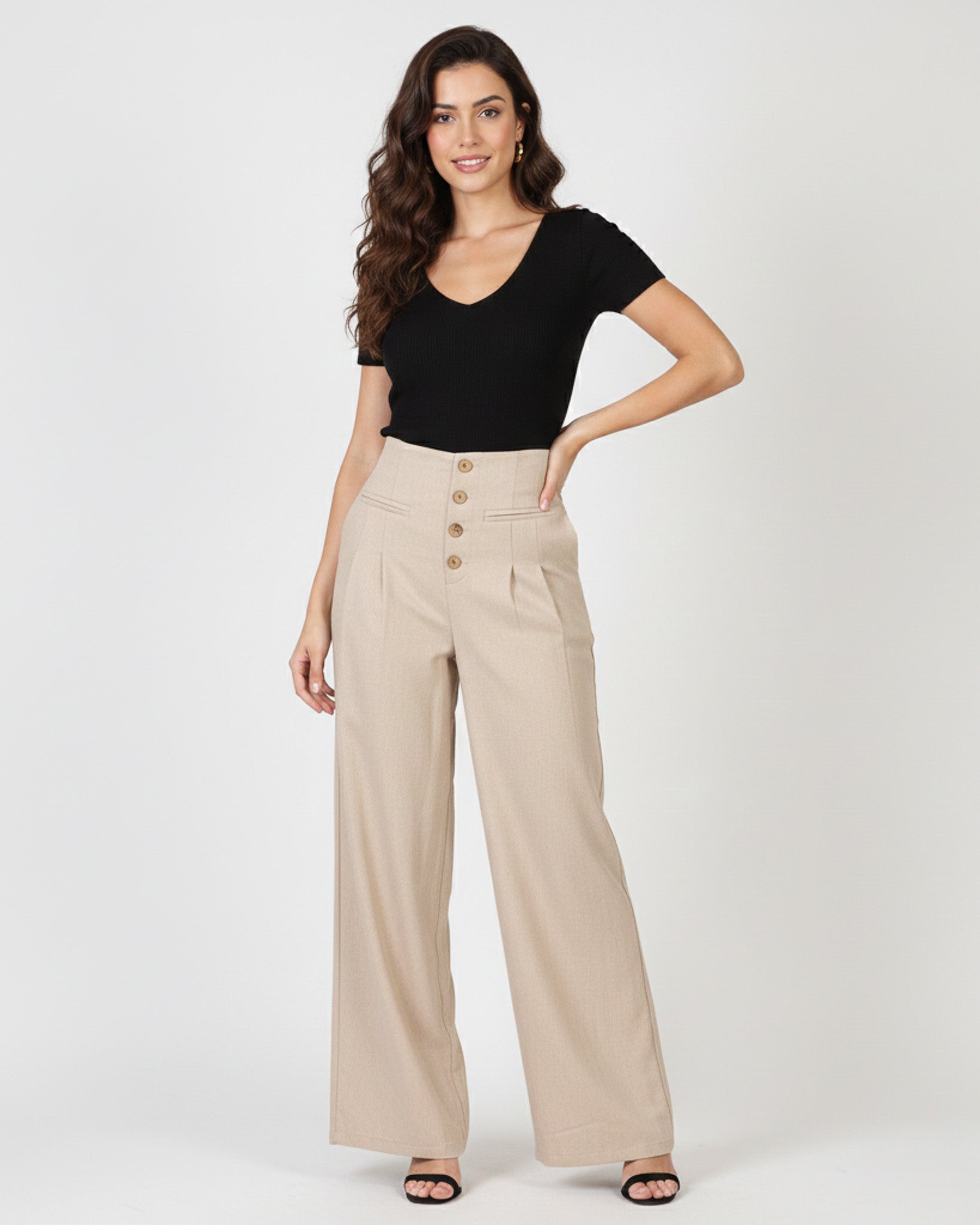 Pantalon Palazzo Mujer Cintura Alta - Verano - ZM2524