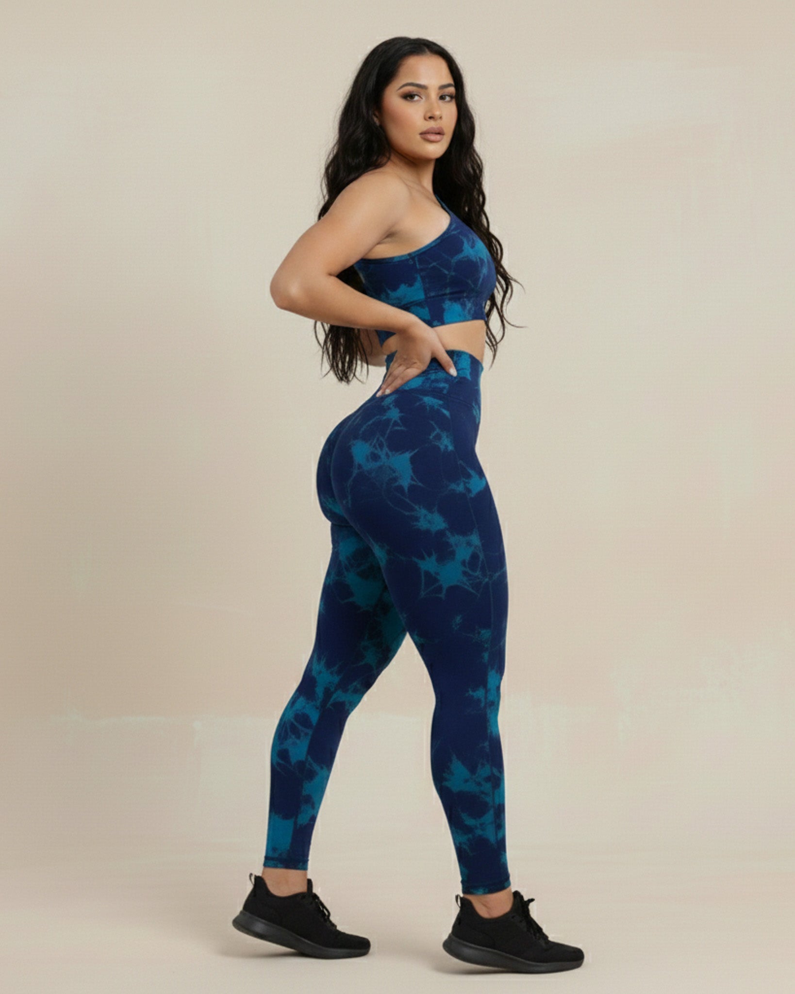 Conjunto de 2 piezas con top y leggings tie dye