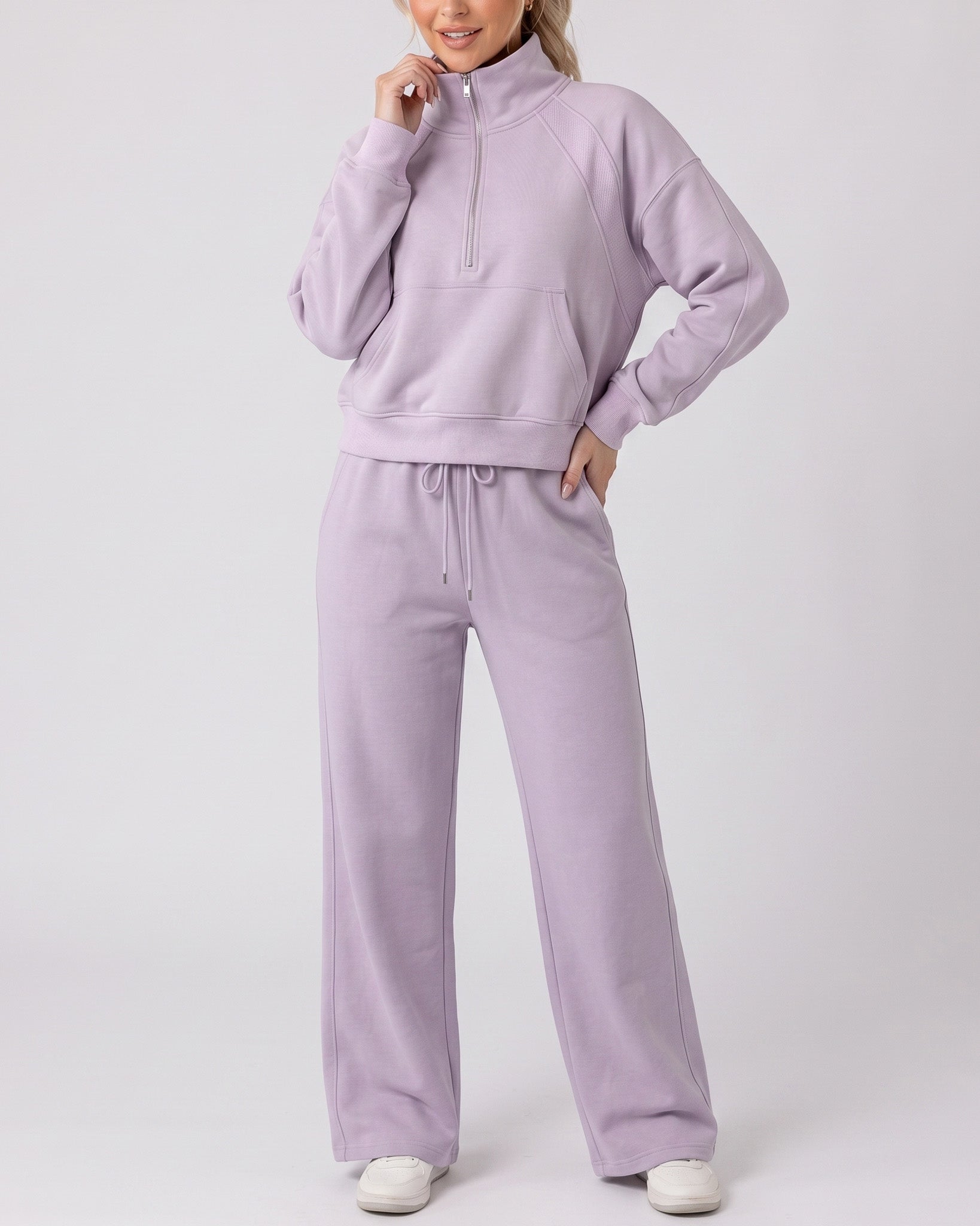 Buzo Completo Casual De Dos Piezas Polerón Corto Y Pantalón Ancho - LQ1015