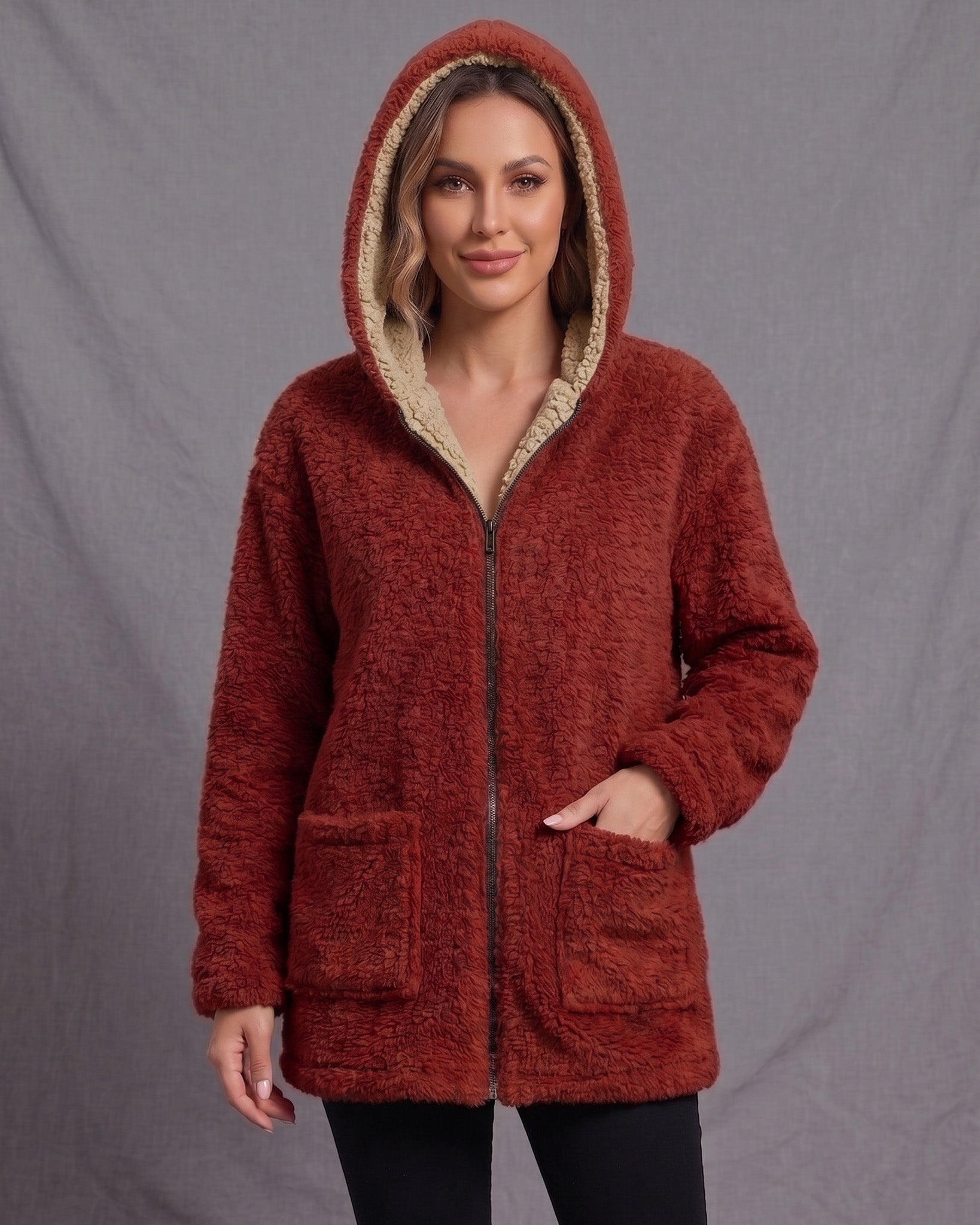 Chaqueta Abrigo Reversible Chiporro Mujer Capucha Invierno - JC516020