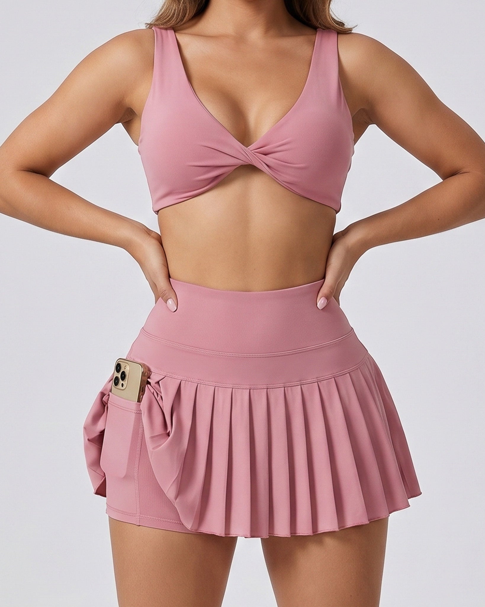 Conjunto Fitness Mujer Falda Short Plisada Y Top Deportivo - LQ1022