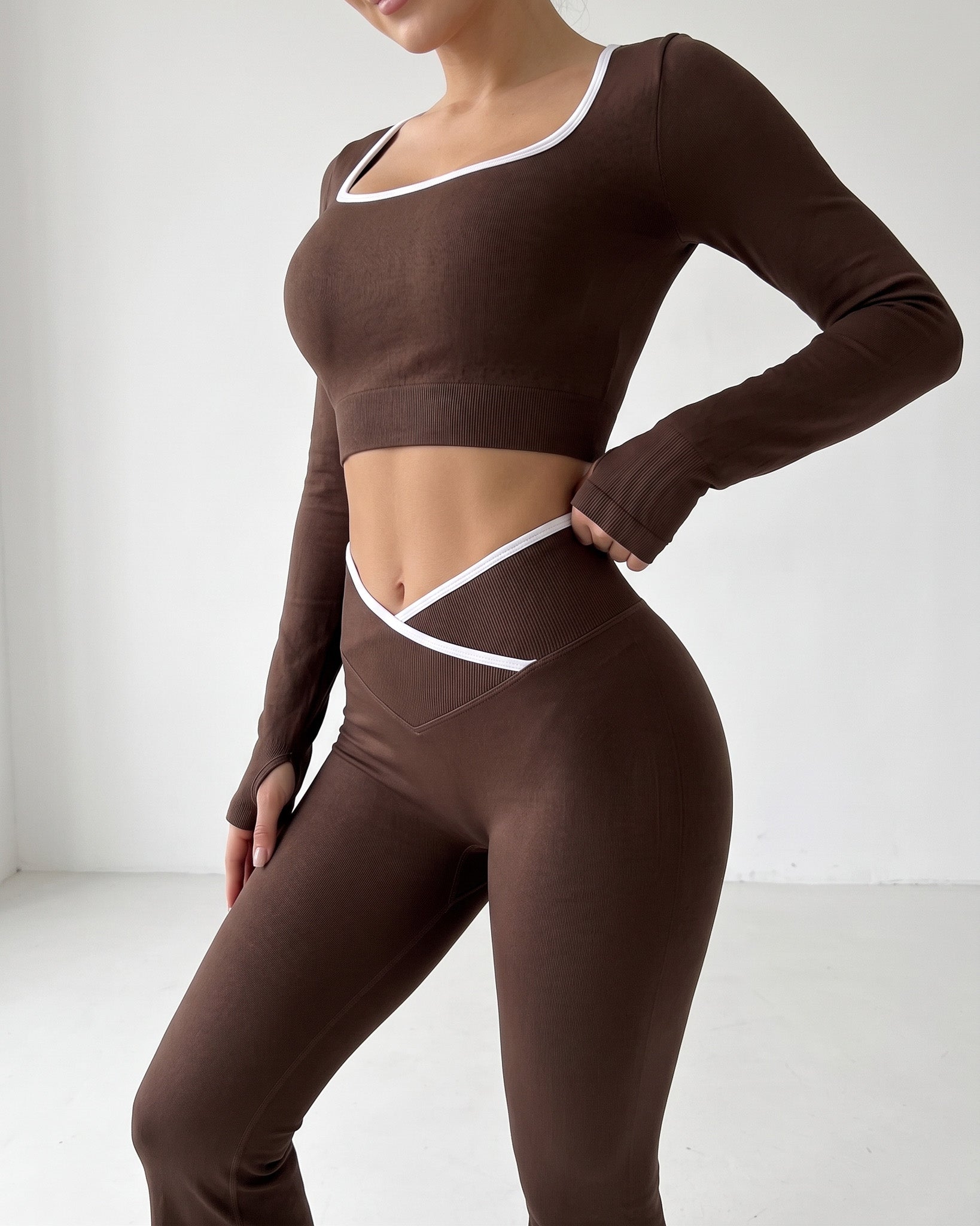 Set Mujer Flare Push Up Pretina Cruzada Líneas Calidad Pro - YJ320