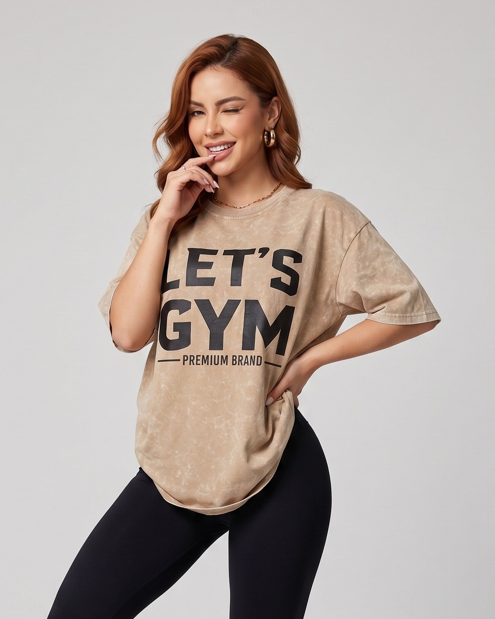 Polera Oversize Lets Gym - Look Retro Urbano Prelavada - A366