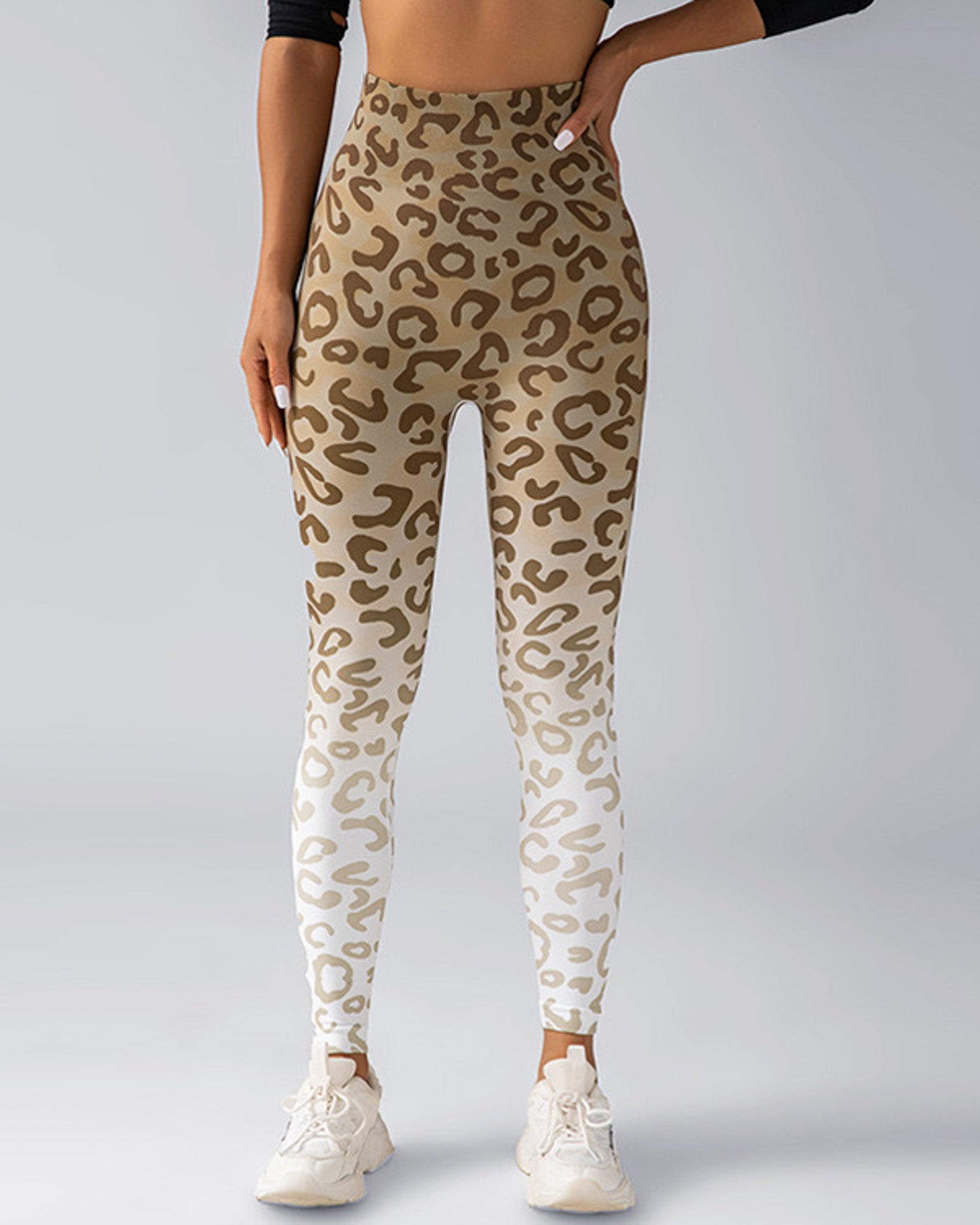 Leggins Deportivos Levanta Cola Con Estampado De Leopardo - 82156