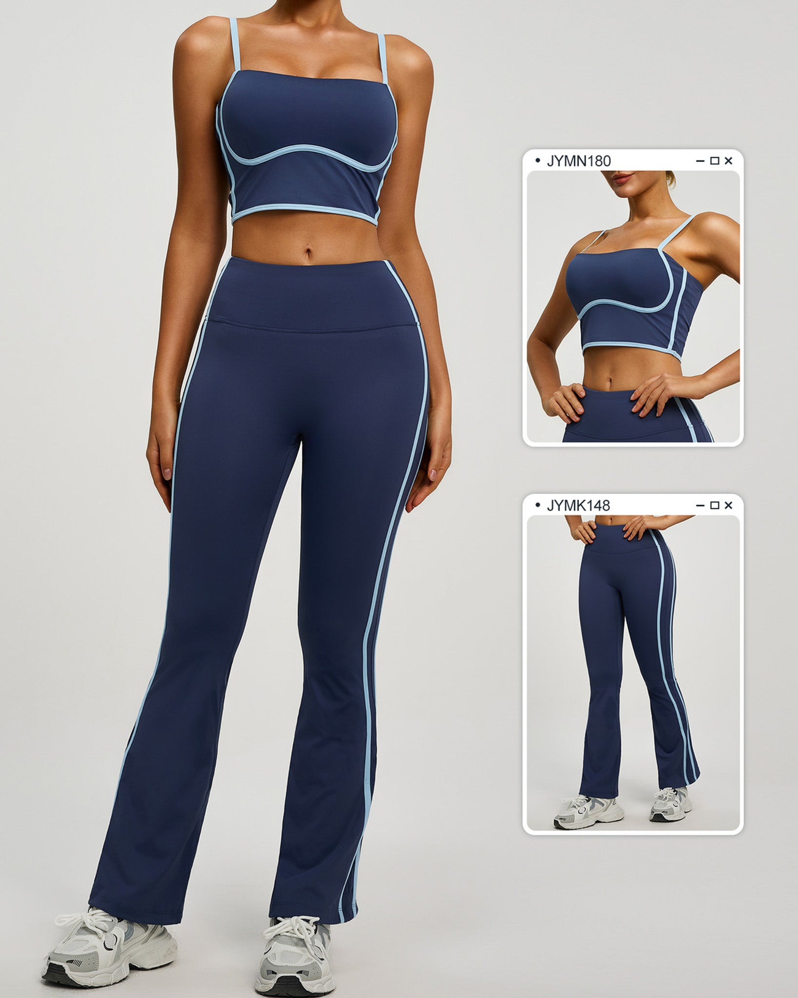 Conjunto Deportivo Mujer Top y Calza Flare Calidad Premium - YJ252