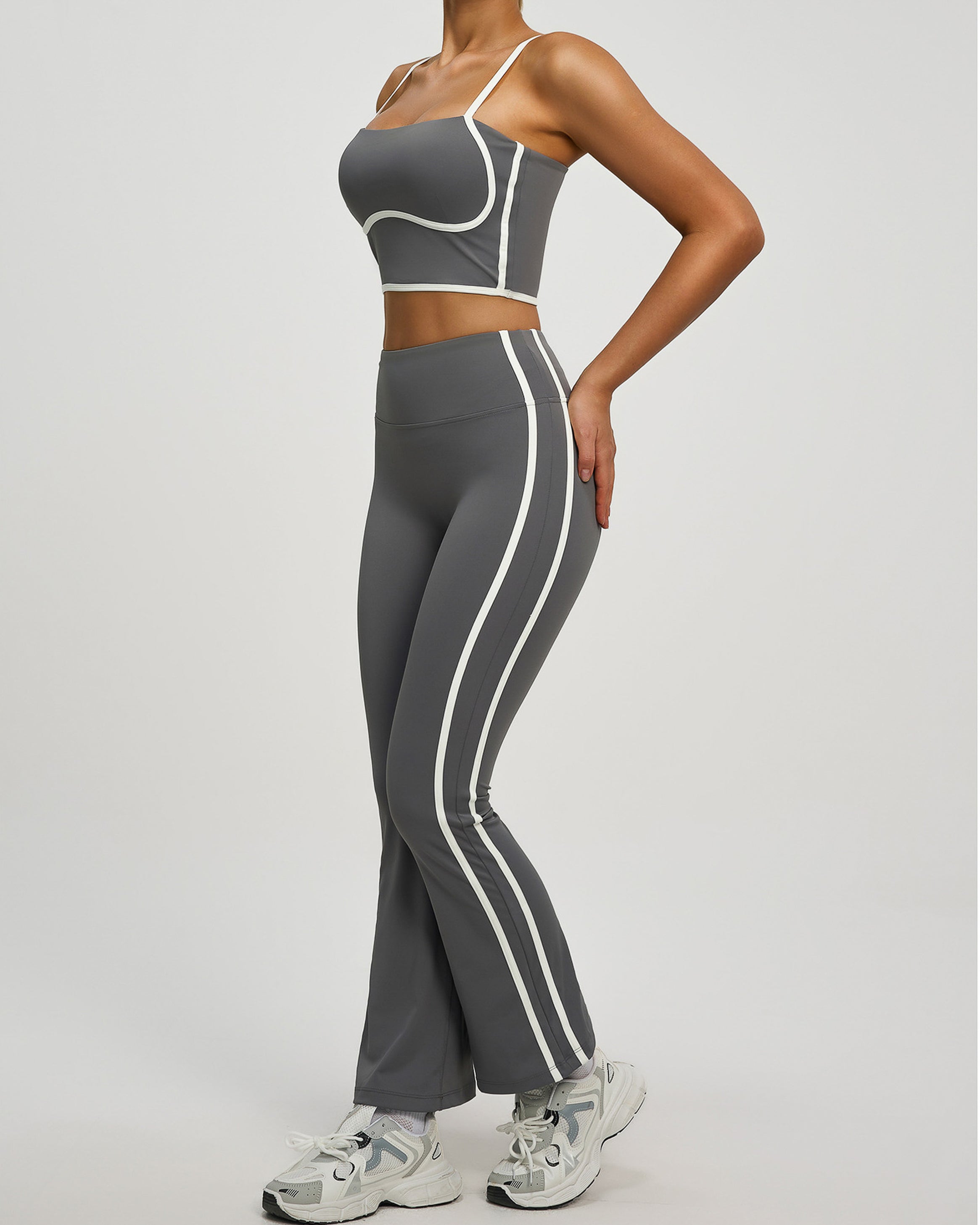 Conjunto Deportivo Mujer Top y Calza Flare Calidad Premium - YJ252