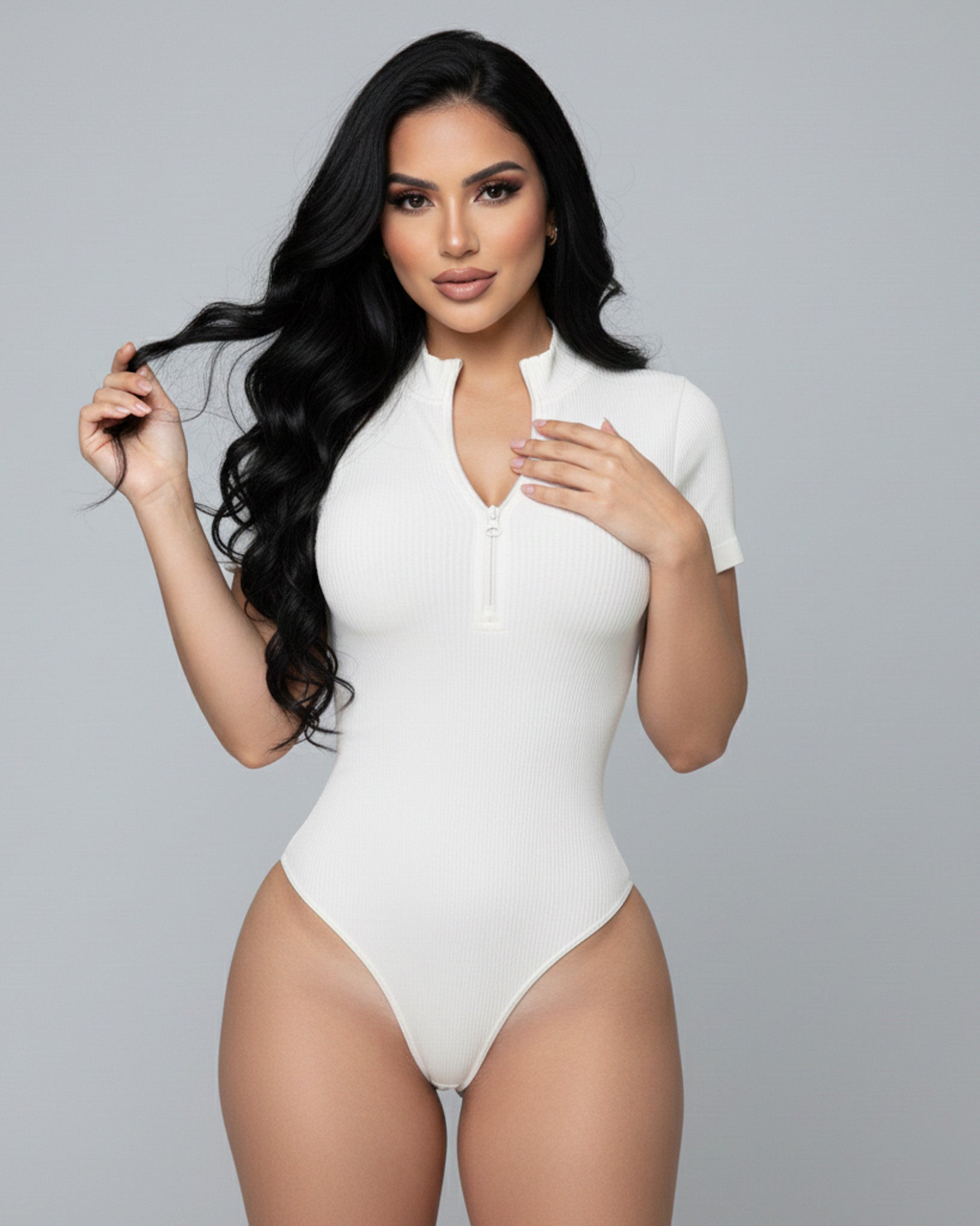 Body Mujer Modelador con Mangas Cortas y Cierre Delantero - YJ292