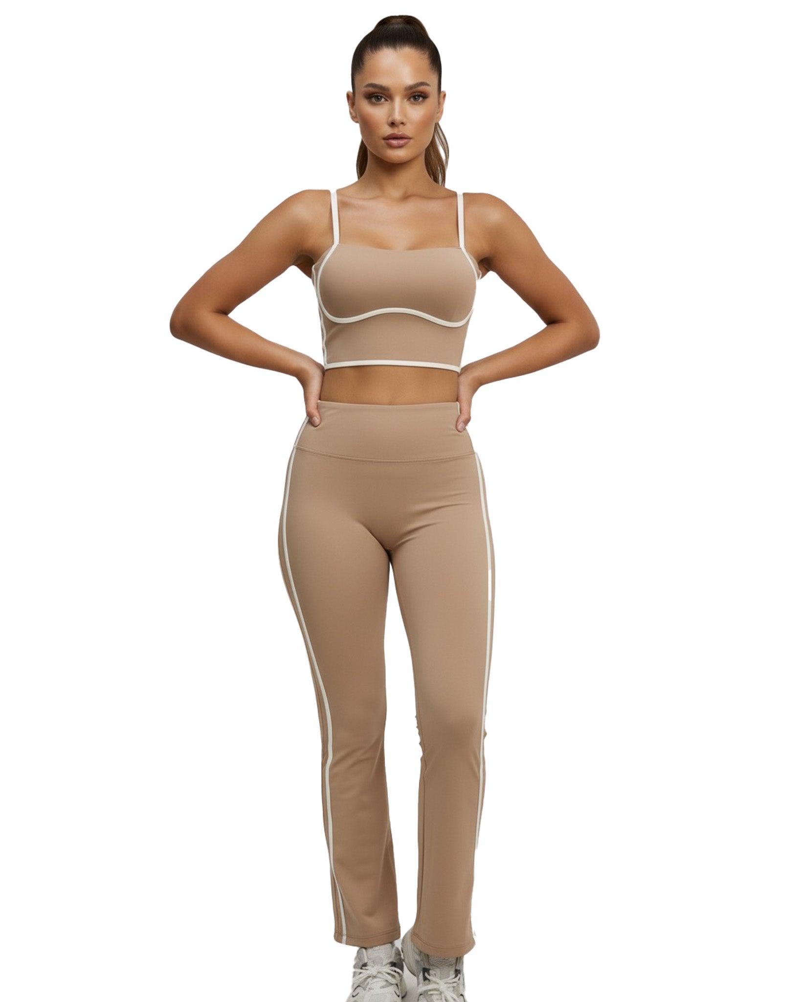 Conjunto Deportivo Mujer Top y Calza Flare Calidad Premium - YJ252