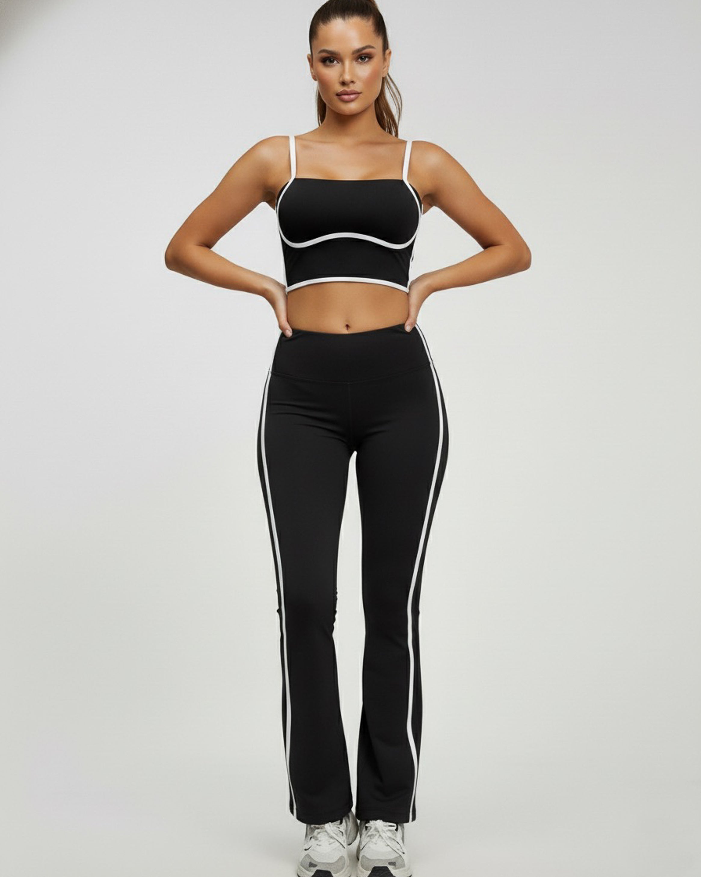 Conjunto Deportivo Mujer Top y Calza Flare Calidad Premium - YJ252