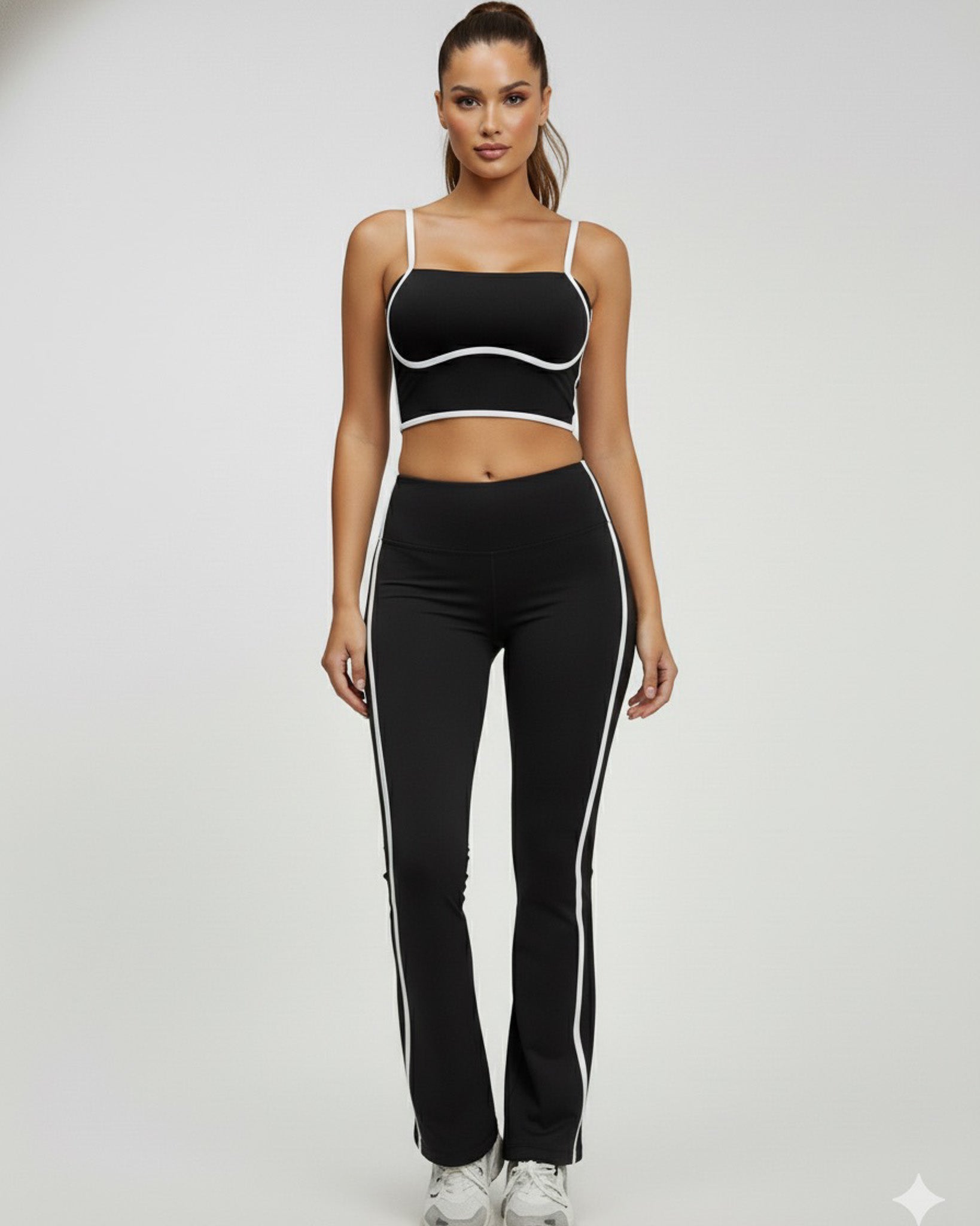 Conjunto Deportivo Mujer Top y Calza Flare Calidad Premium - YJ252