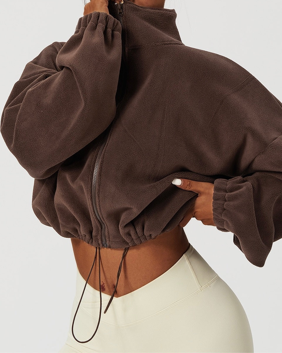 Chaqueta Cropped Polar Cierre Ajuste Cintura Viral Pro - LQ1004