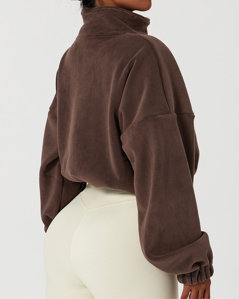 Chaqueta Cropped Polar Cierre Ajuste Cintura Viral Pro - LQ1004