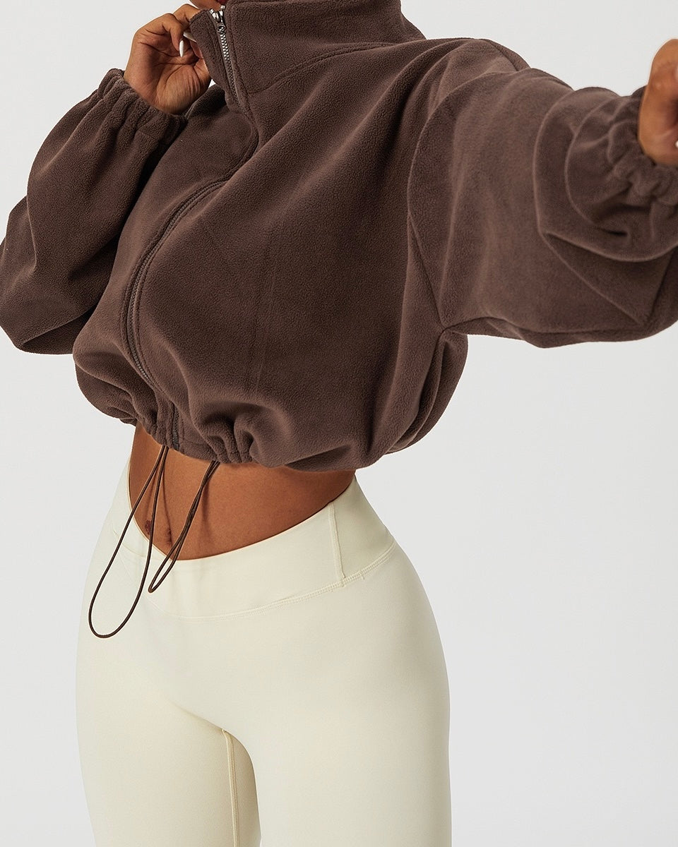 Chaqueta Cropped Polar Cierre Ajuste Cintura Viral Pro - LQ1004