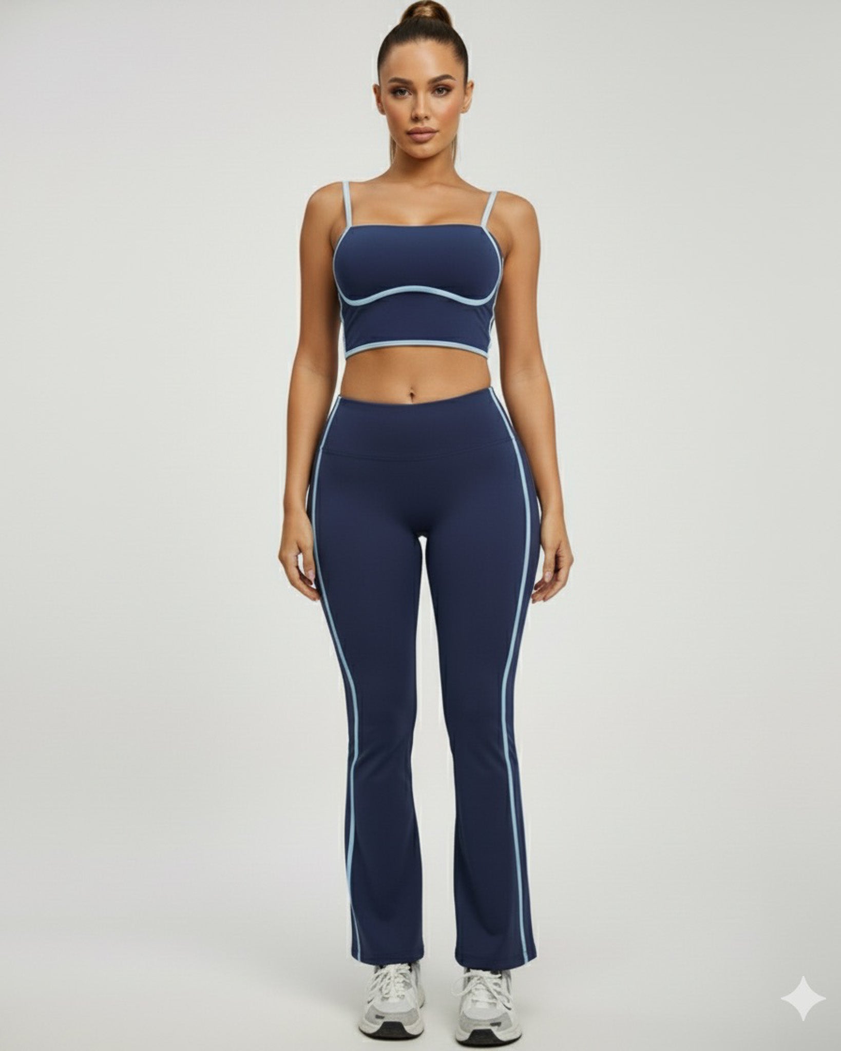 Conjunto Deportivo Mujer Top y Calza Flare Calidad Premium - YJ252