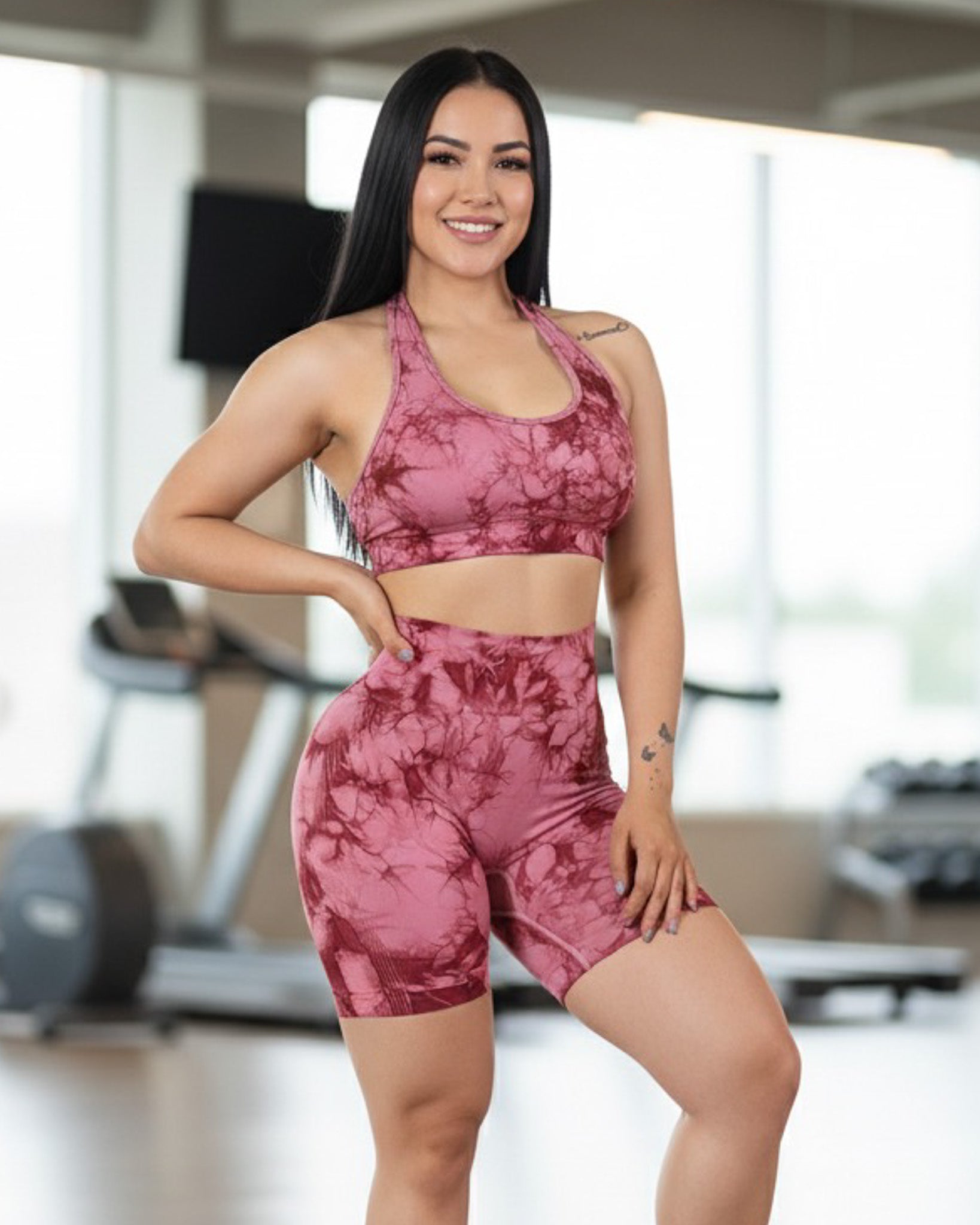 Conjunto Calza Corta Short Push Up Tie Dye Gym - Hy30