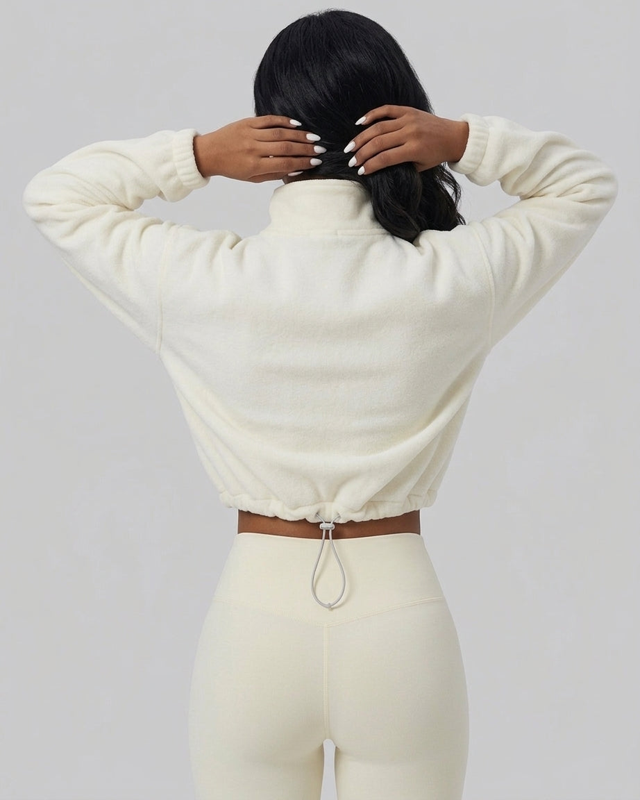 Chaqueta Cropped Polar Cierre Ajuste Cintura Viral Pro - LQ1004