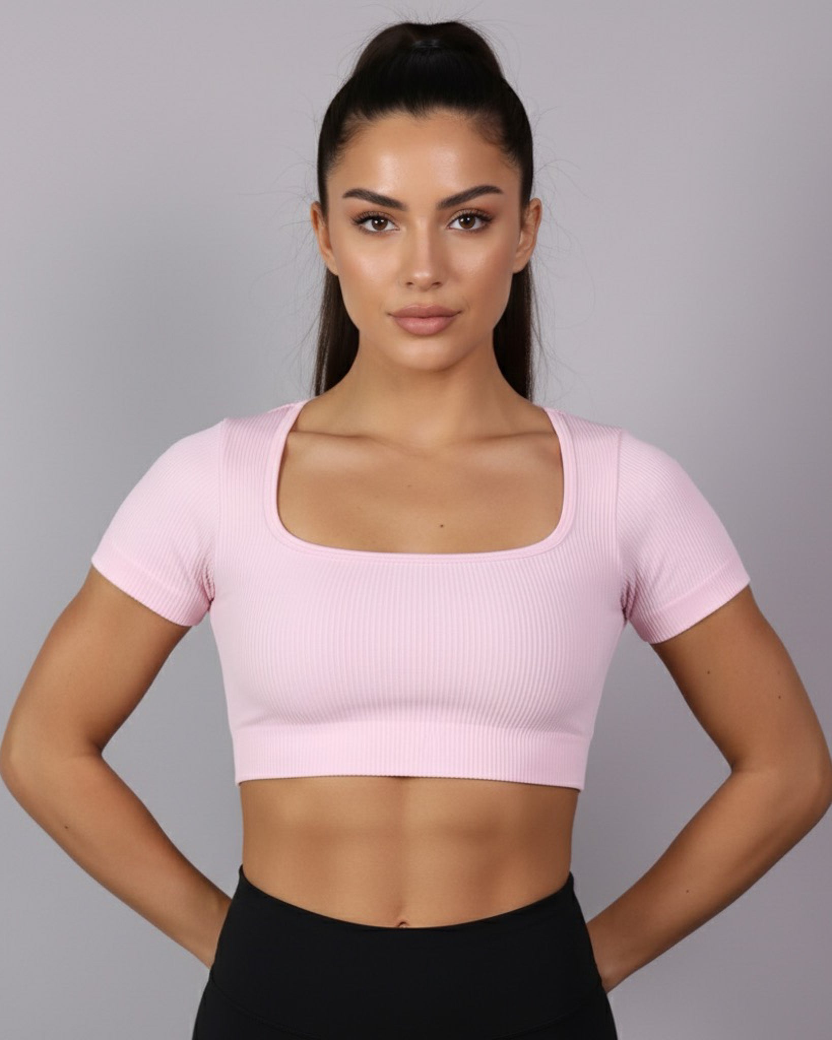 Top Camiseta Deportiva Manga Corta Acanalado Premium Yj195