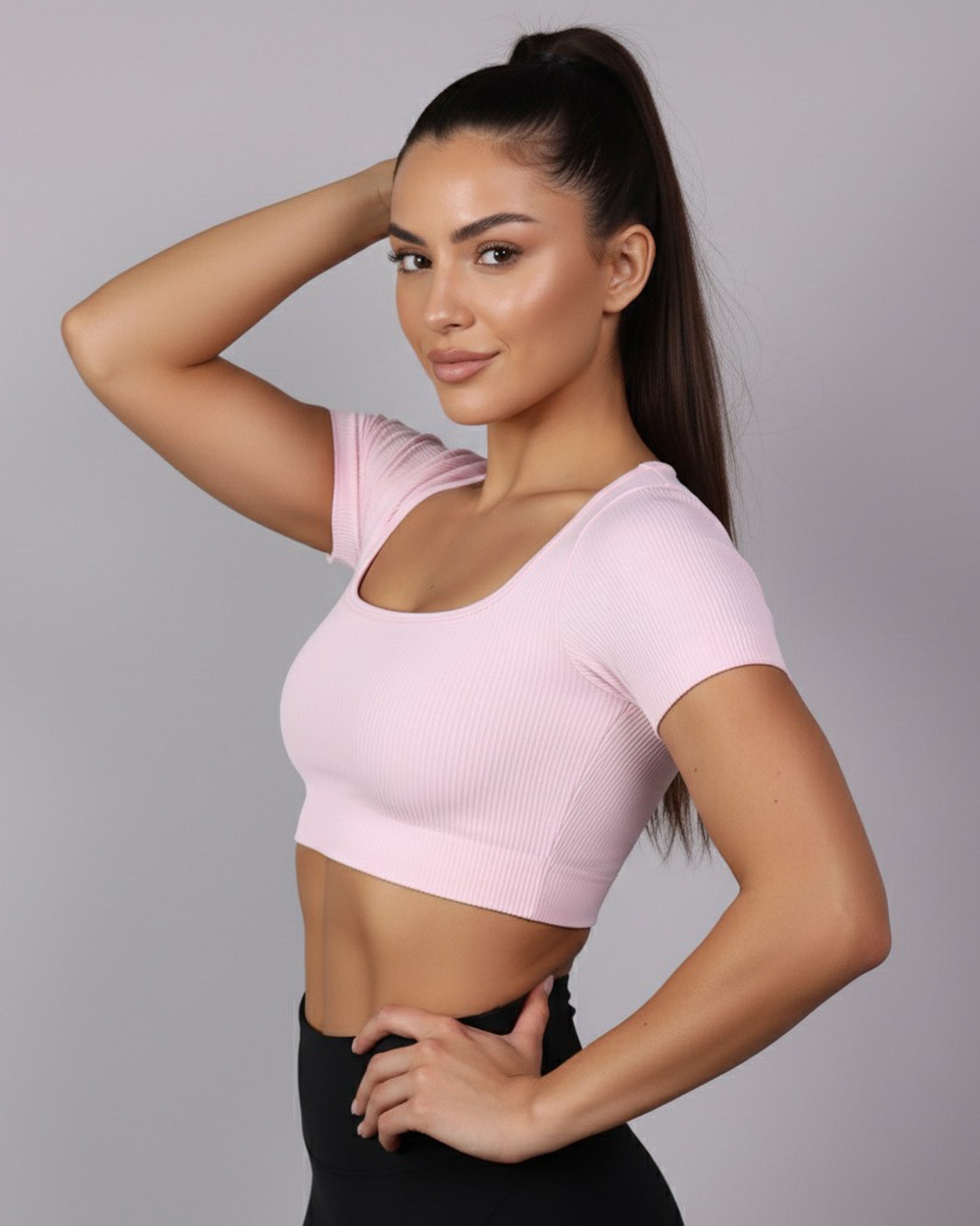 Top Camiseta Deportiva Manga Corta Acanalado Premium Yj195