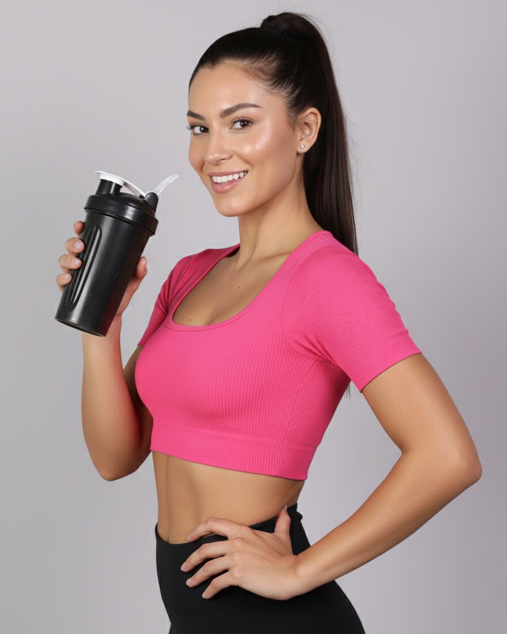 Top Camiseta Deportiva Manga Corta Acanalado Premium Yj195