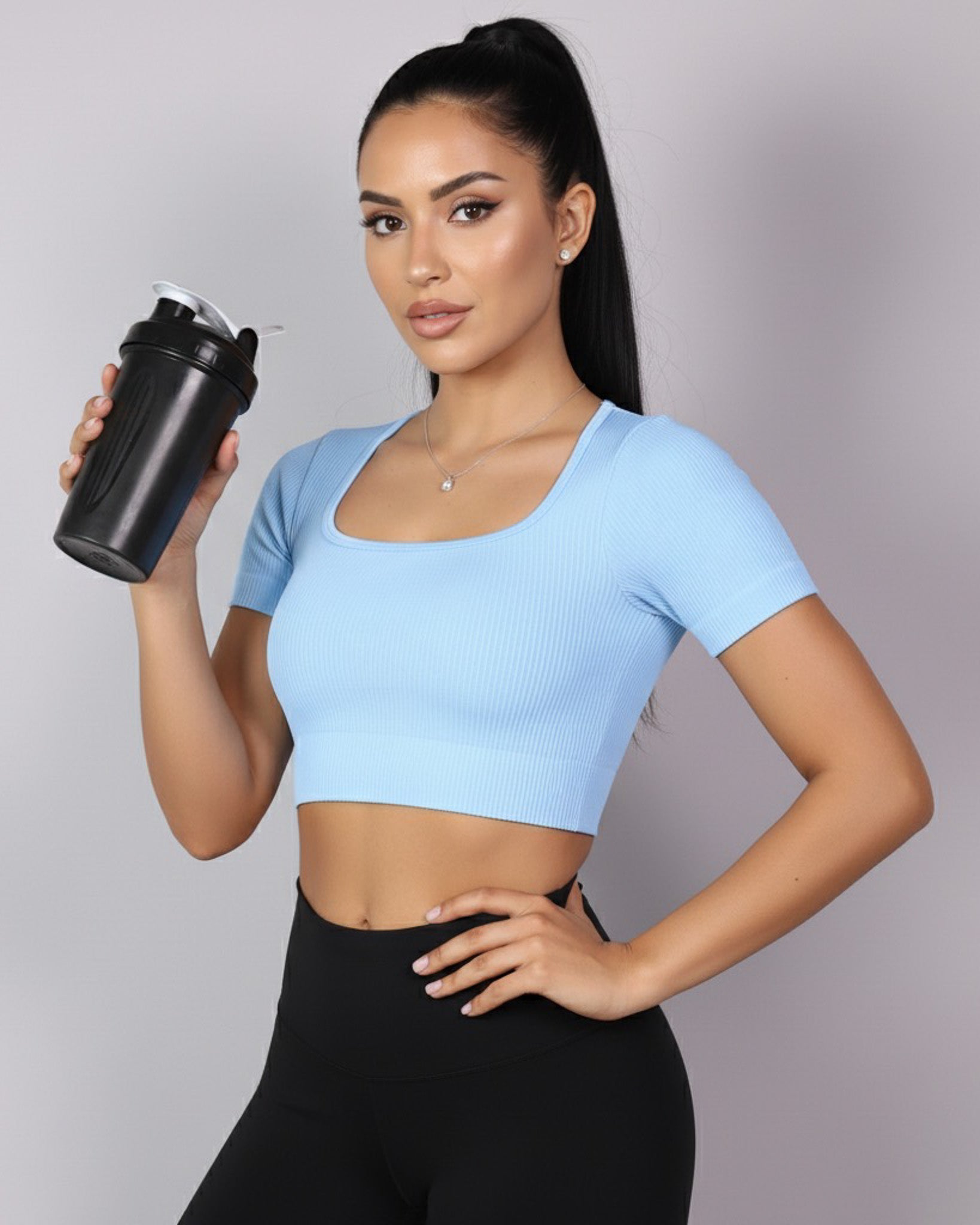 Top Camiseta Deportiva Manga Corta Acanalado Premium Yj195