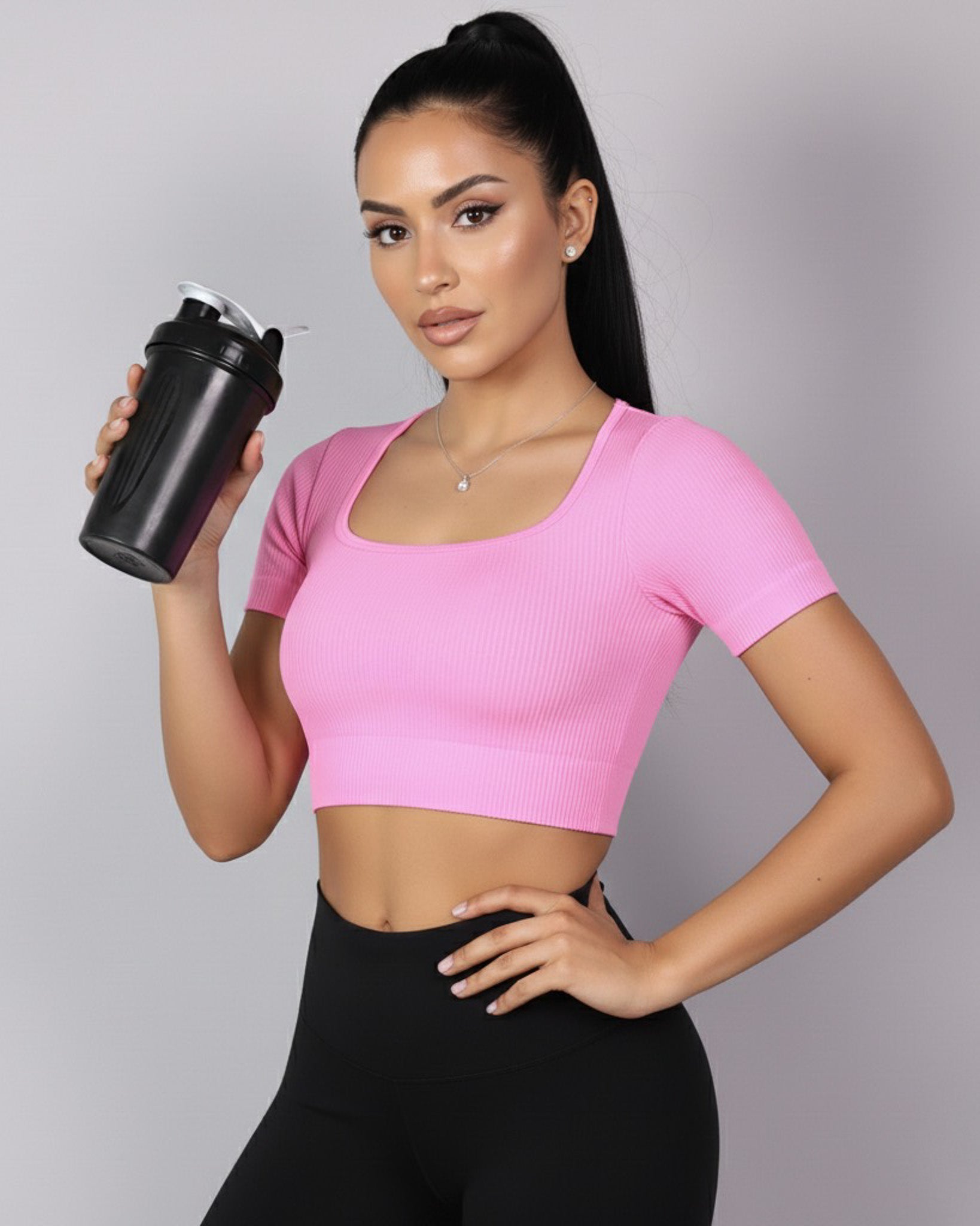 Top Camiseta Deportiva Manga Corta Acanalado Premium Yj195