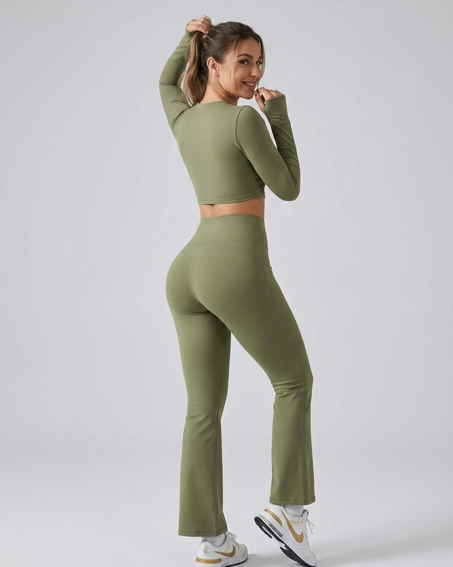Set 2 Piezas Athleisure: Calza Flare y Peto Manga Larga Pro - ZL015