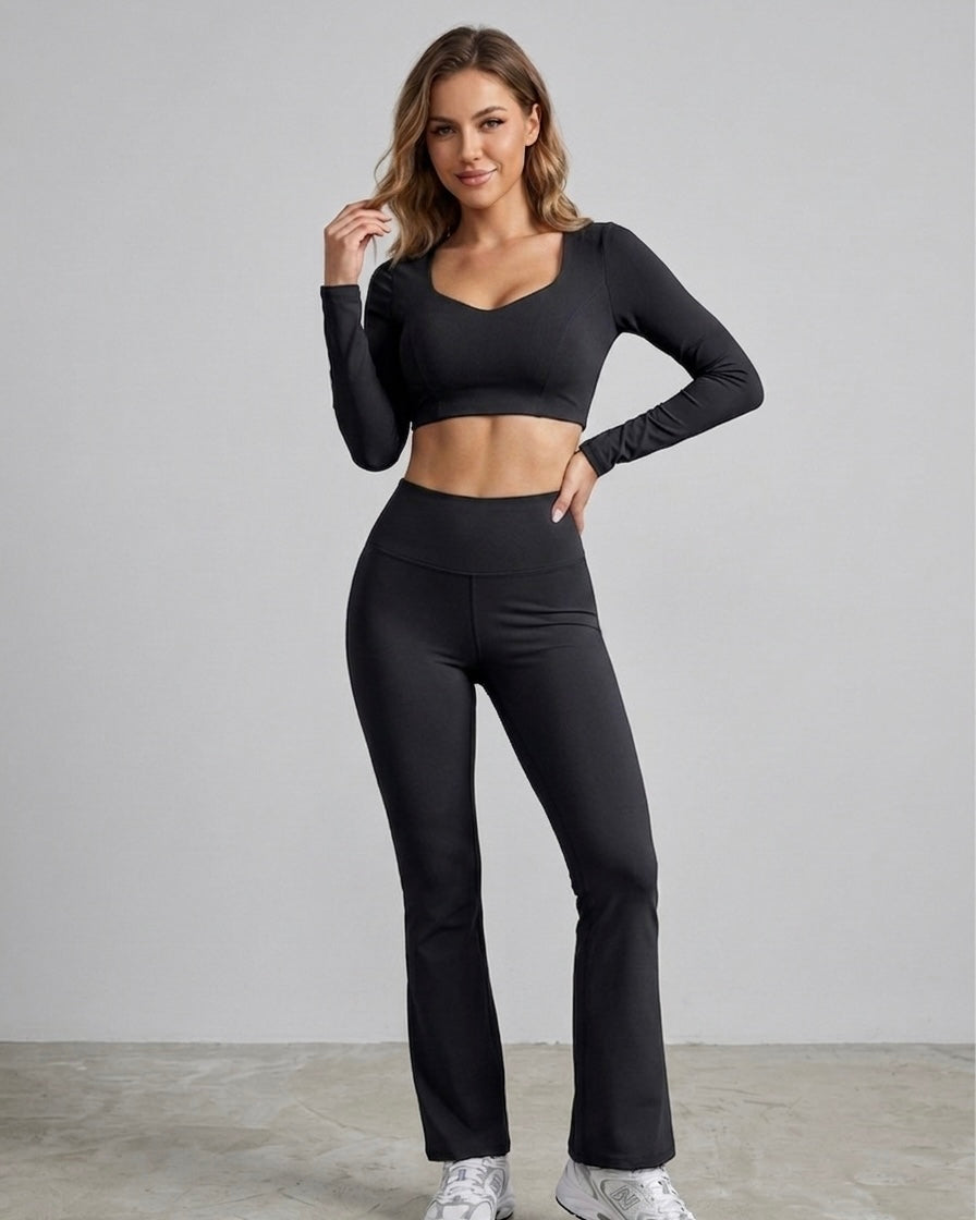 Set 2 Piezas Athleisure: Calza Flare y Peto Manga Larga Pro - ZL015