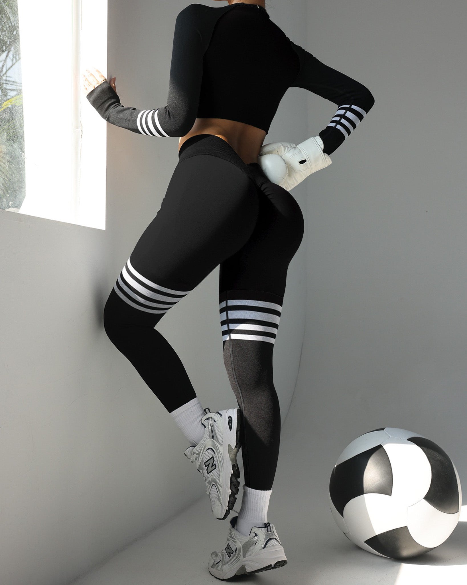 CONJUNTO 2 PIEZAS POLERA MANGA + CALZA LARGA PUSH UP - YJ236