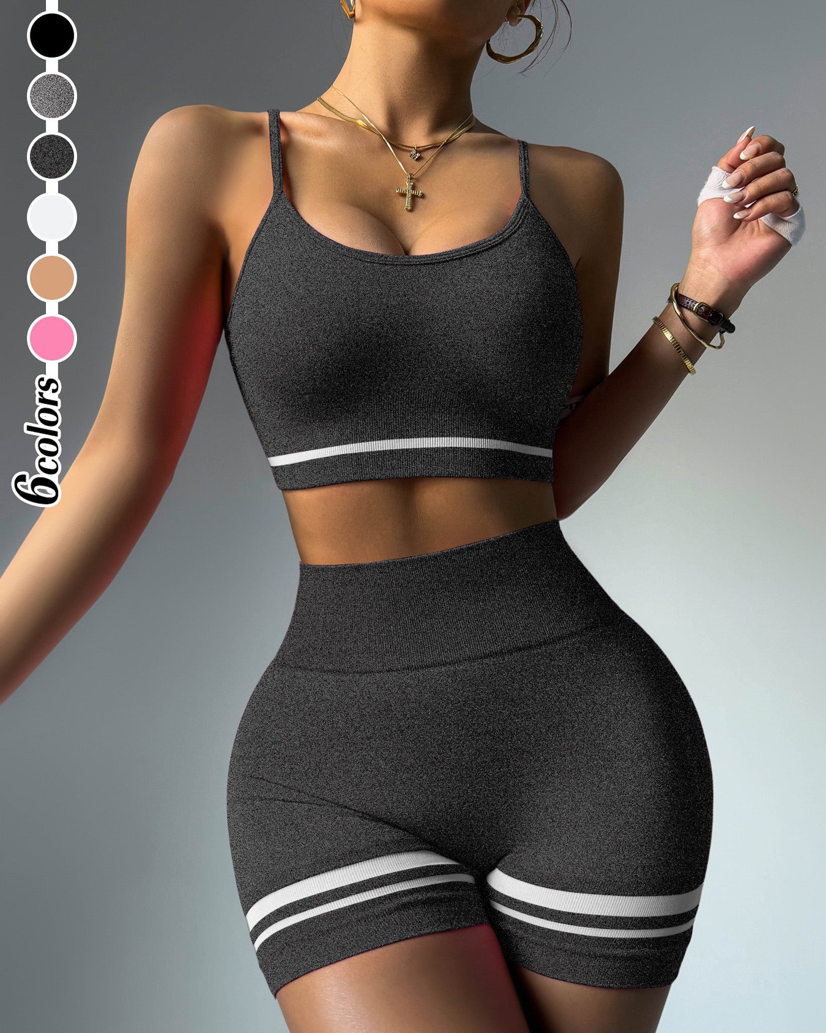 Conjunto Deportivo Peto y Short con Push Up y Corte V - YJ268