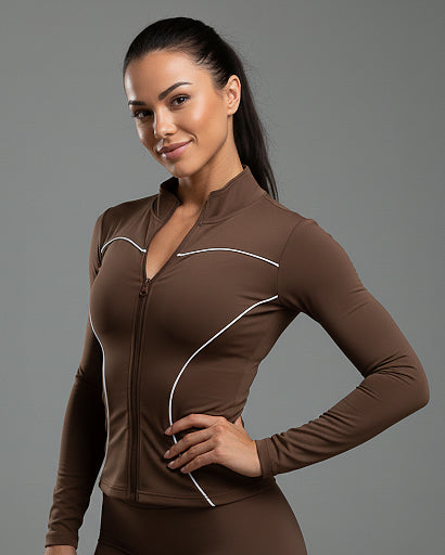 Chaqueta Deportiva Mujer Compresion Viral con Lineas Blancas - JC059017