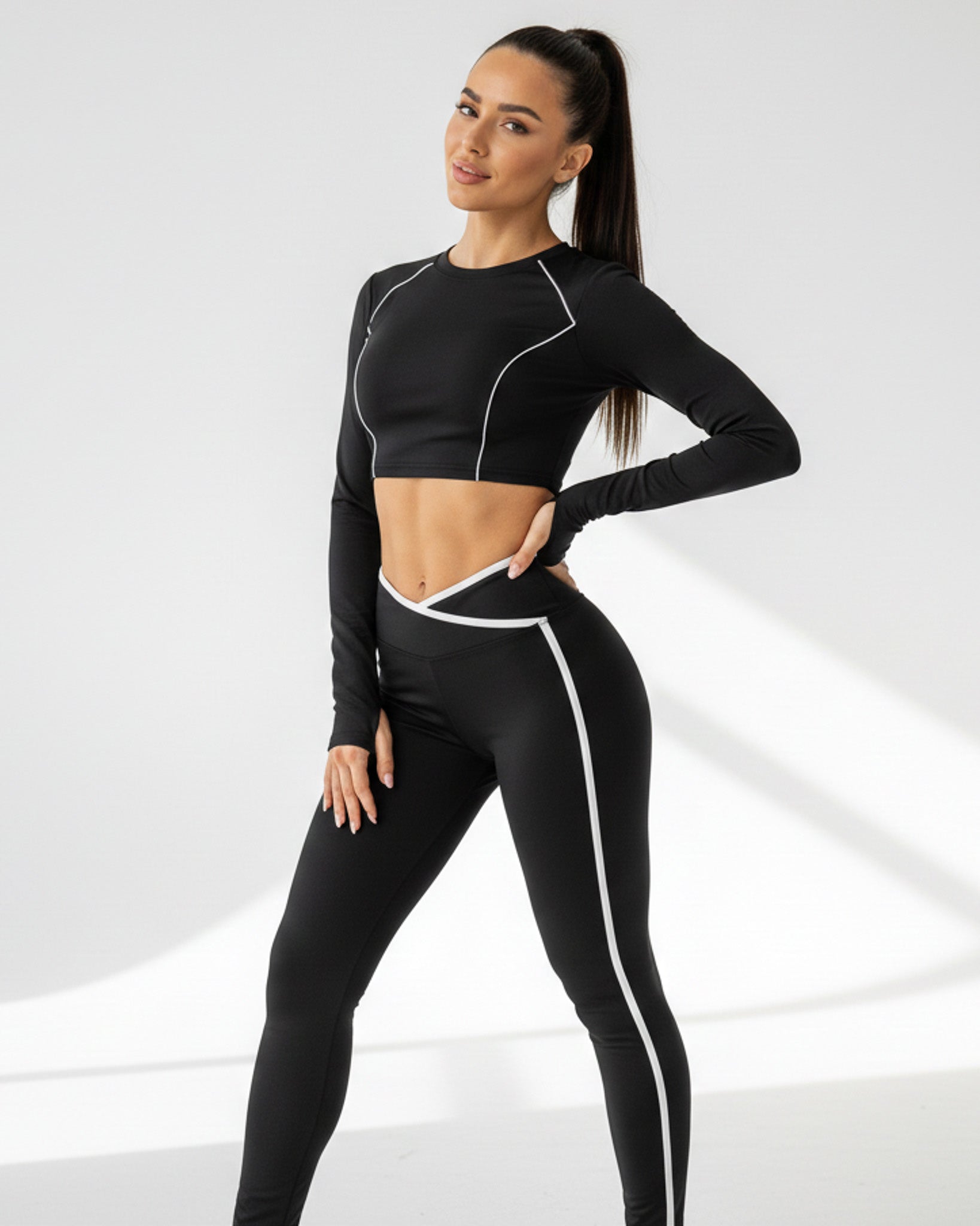 Conjunto Deportivo For Dama Con Lineas Blancas Premium - YK37065