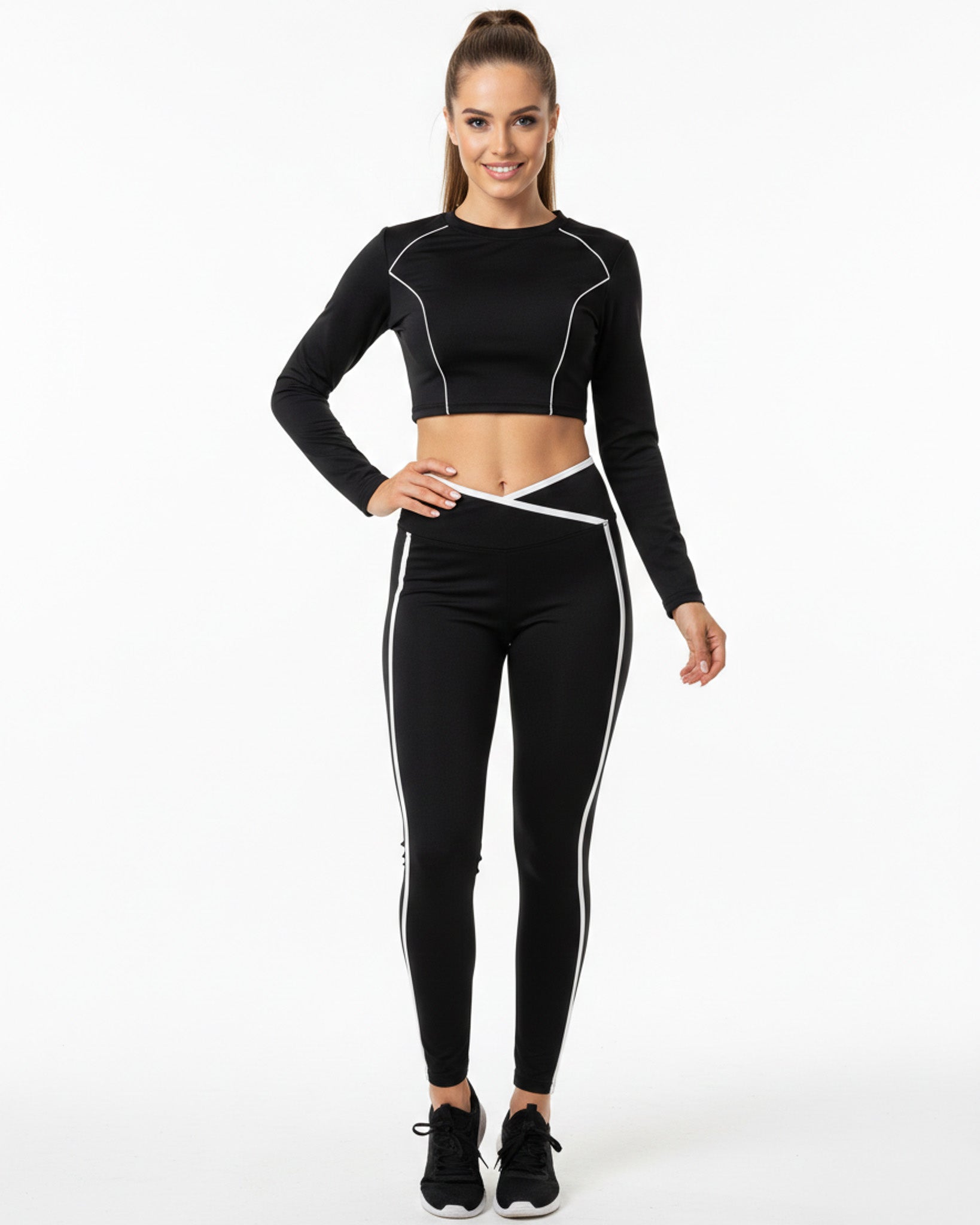 Conjunto Deportivo For Dama Con Lineas Blancas Premium - YK37065