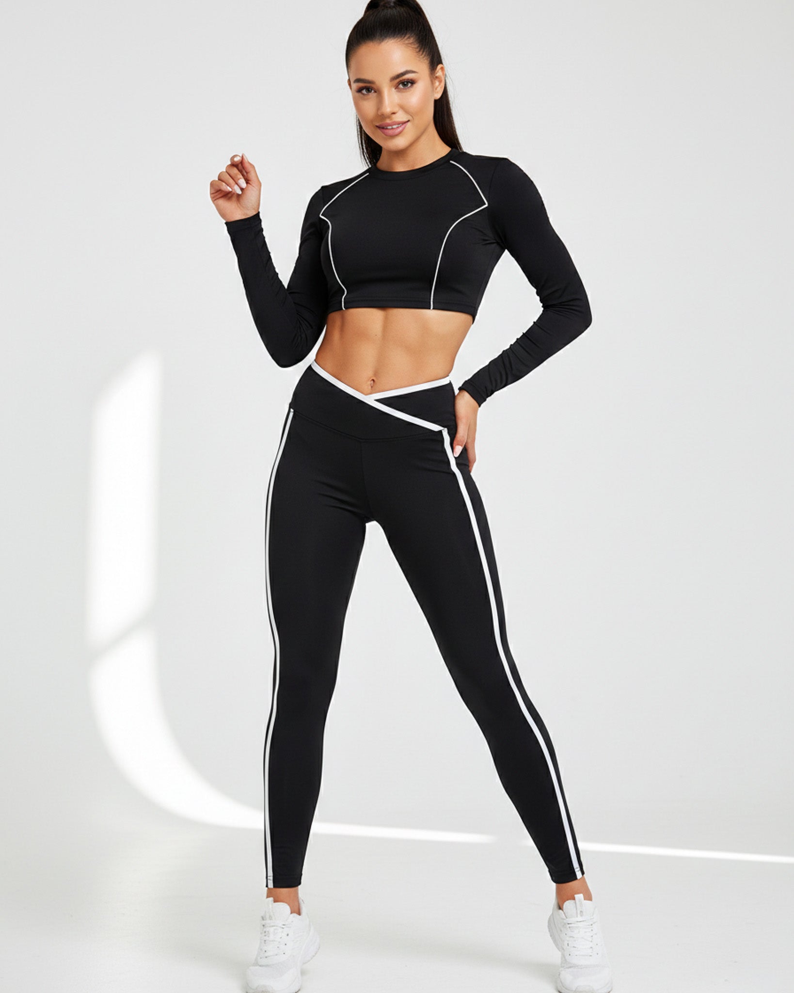 Conjunto Deportivo For Dama Con Lineas Blancas Premium - YK37065