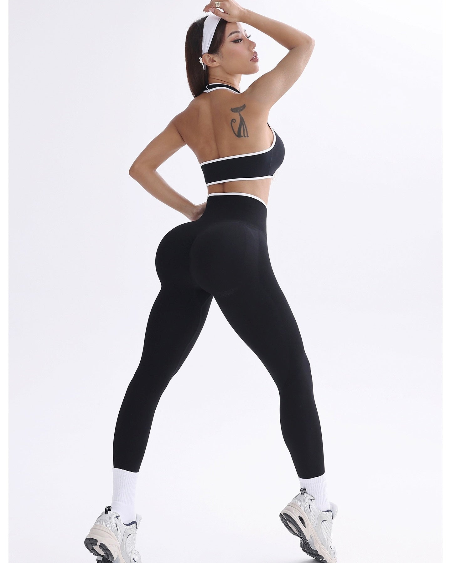 Conjunto Deportivo Mujer 2 piezas con Lineas Blancas Premium - XY410