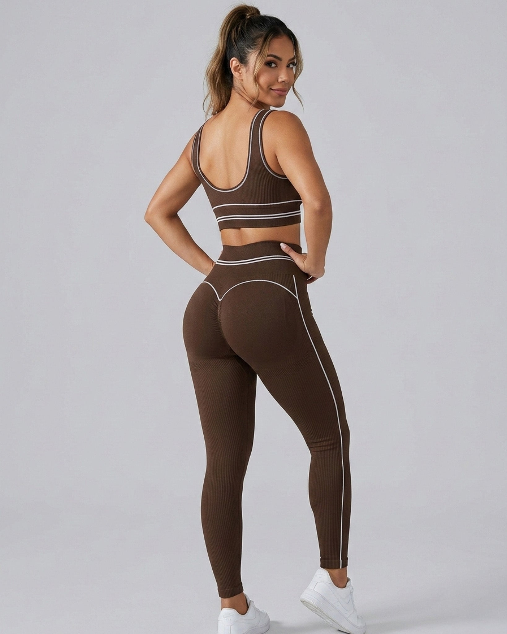 Conjunto Deportivo Seamless Mujer Calza Tiro Alto Y Top Fit - YJ304