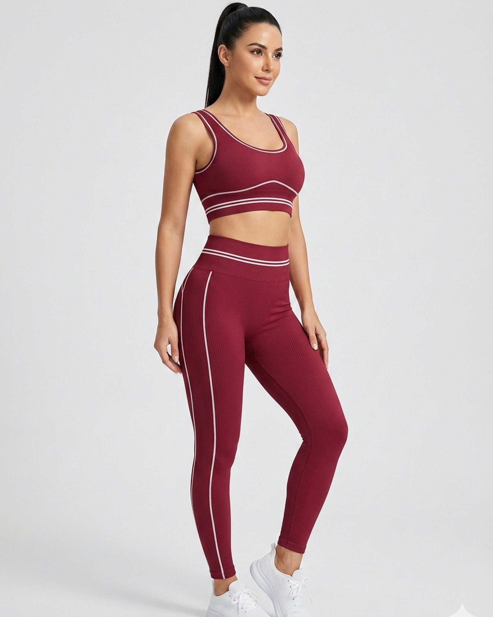 Conjunto Deportivo Seamless Mujer Calza Tiro Alto Y Top Fit - YJ304