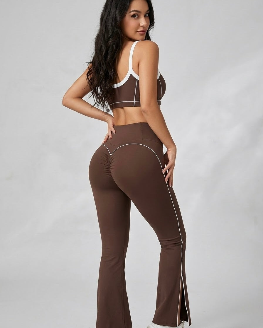 Set Viral De 2 piezas For Dama Calza Flare Y Peto Dry-Fit -YJ306