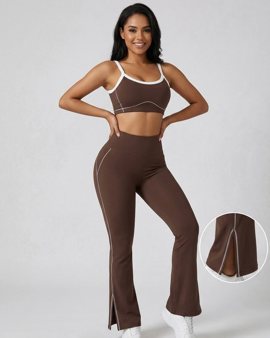 Set Viral De 2 piezas For Dama Calza Flare Y Peto Dry-Fit -YJ306