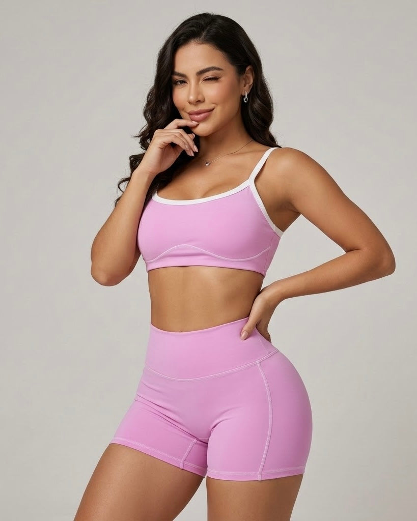 Conjunto Deportivo Mujer Top y Short Silueta Activa Premium - YJ250