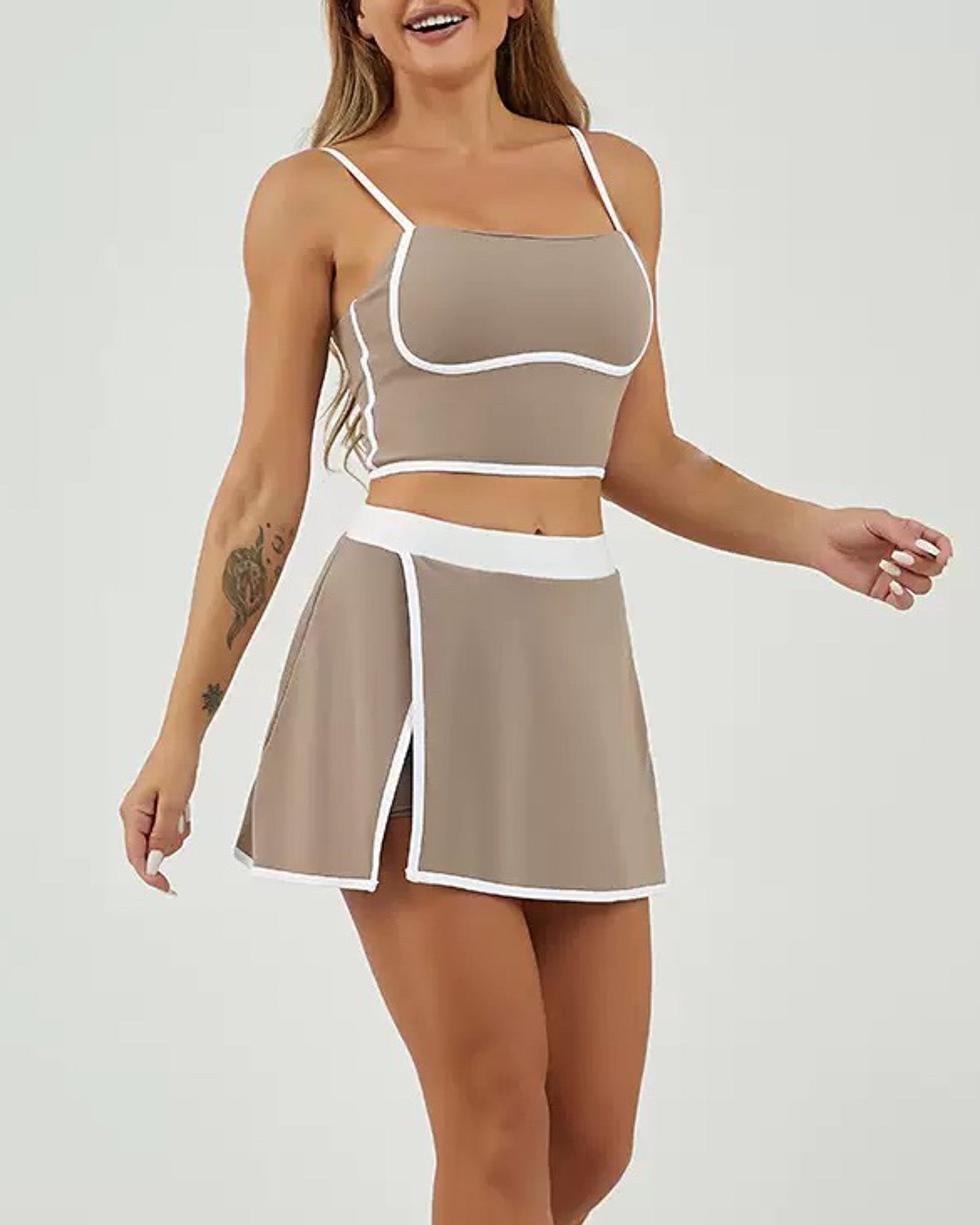 Conjunto Deportivo Mujer top y falda short Calidad Premium - YJ248