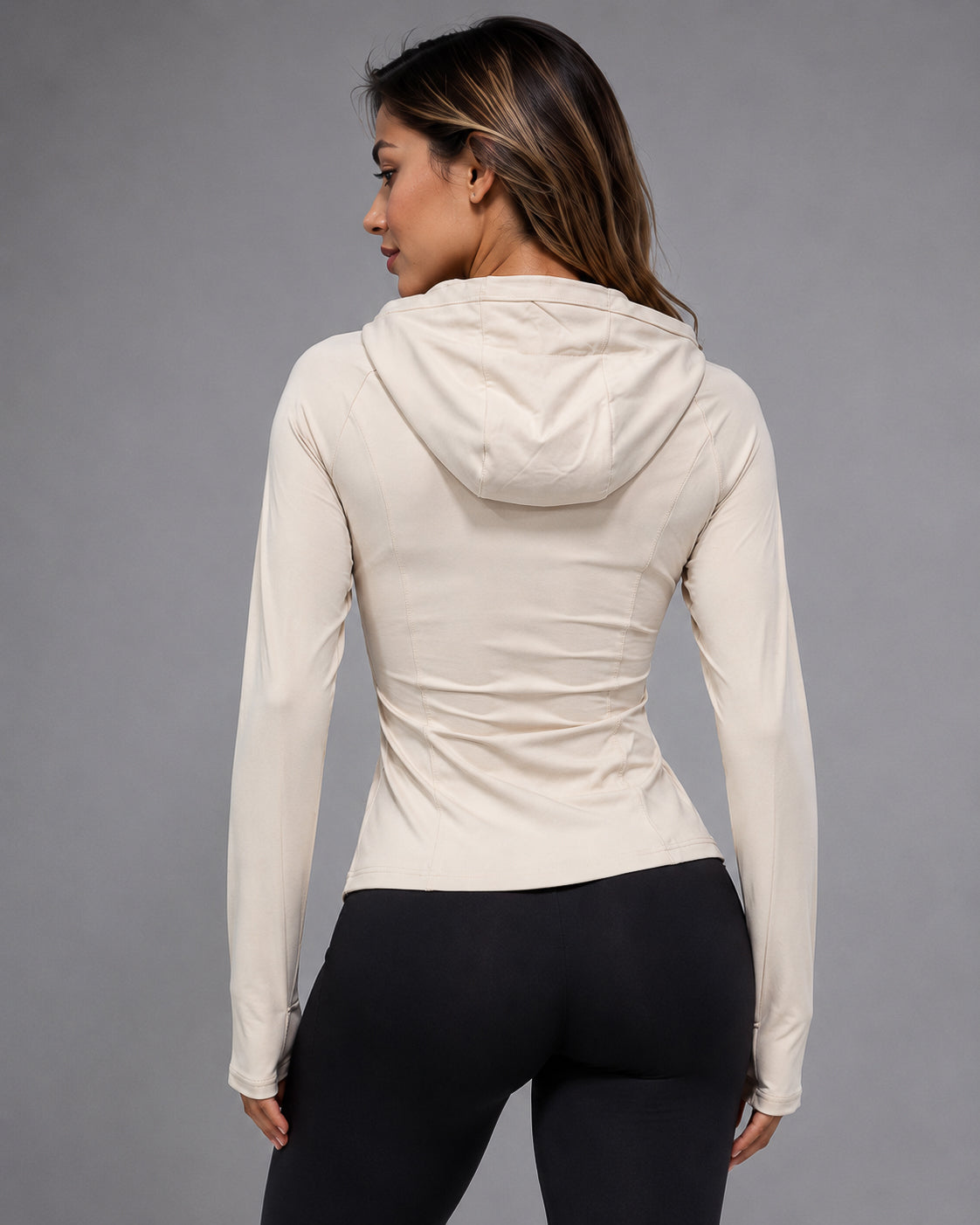 Chaqueta Fitness Mujer Ajustada Con Capucha y Bolsillos - JYT064