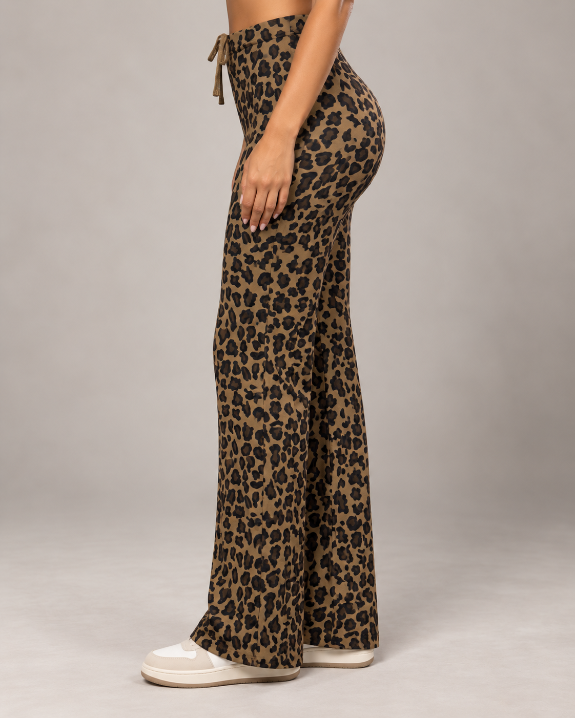 Pantalón Palazzo Mujer Animal Print Ajustable con Cordón - LQ1049